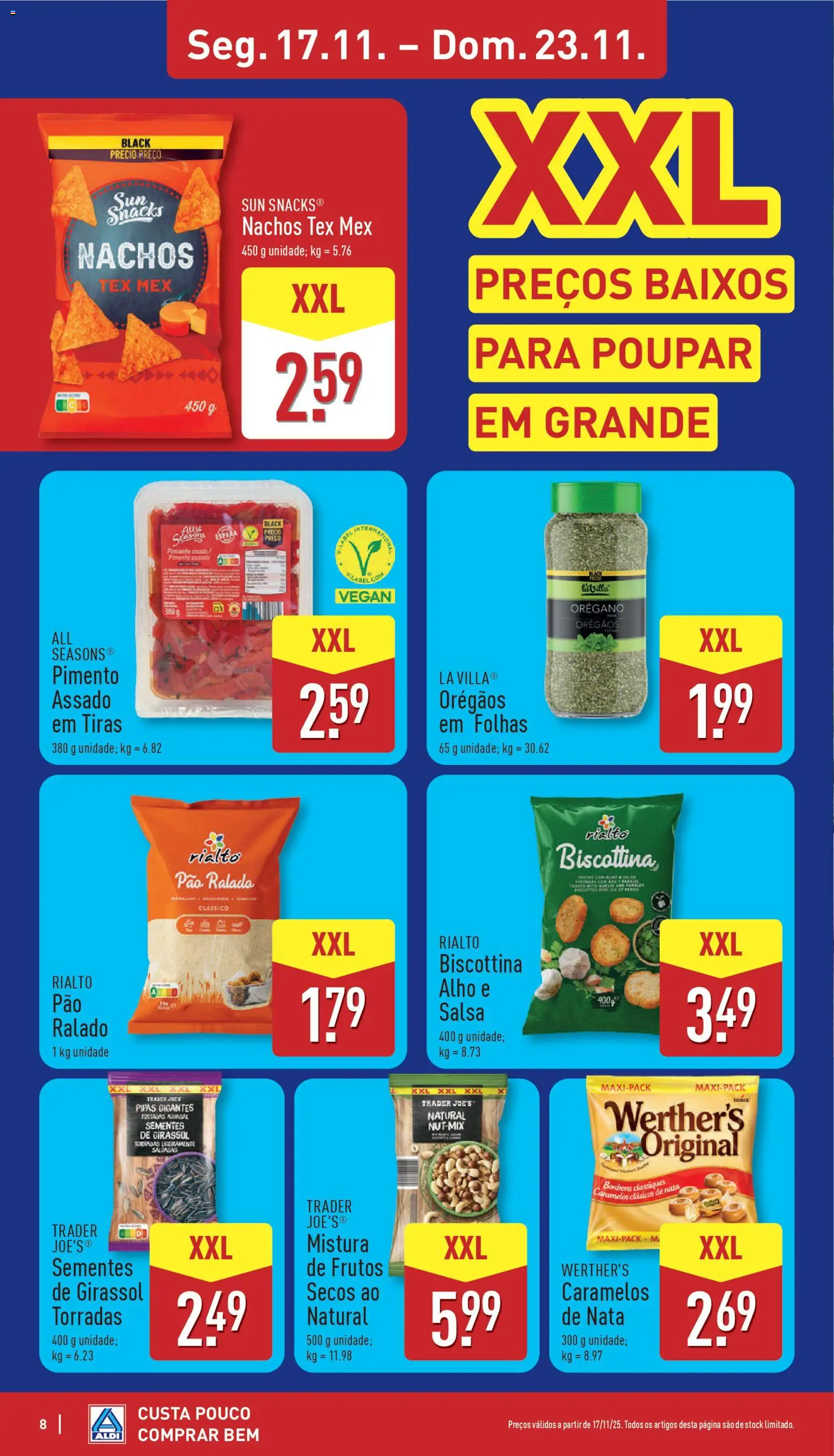 Aldi folheto │ válido de 17.11.2025 | Página: 8 | Produtos: Orégãos, Pão, Nata