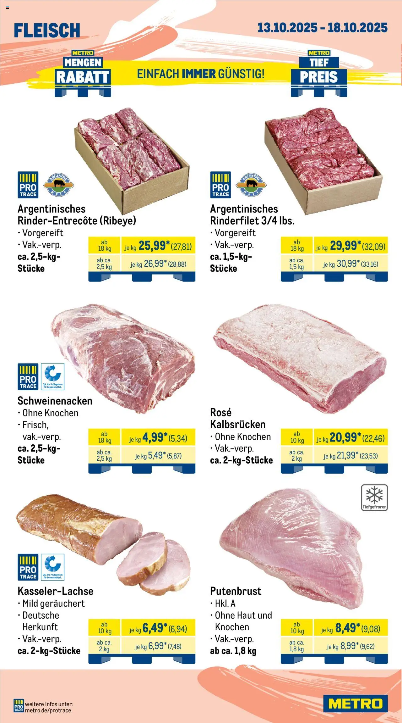 Metro Wochen-Angebote Gastro – gültig ab 13.10.2025 | Seite: 2 | Produkte: Rinderfilet, Schweinenacken, Fleisch