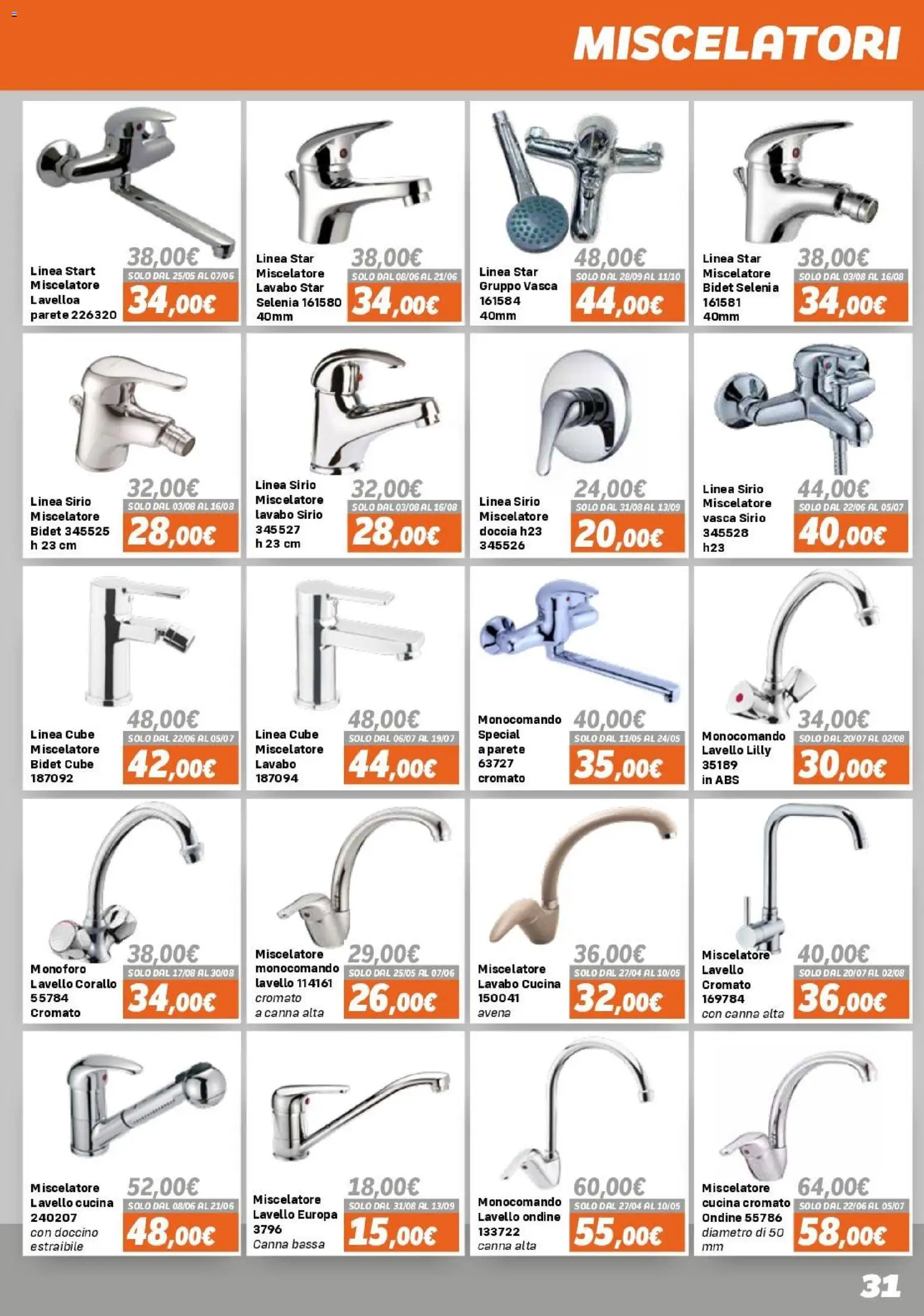 Volantino Orizzonte del 15.04.2026 | Pagina: 31 | Prodotti: Lavello, Miscelatore, Doccia
