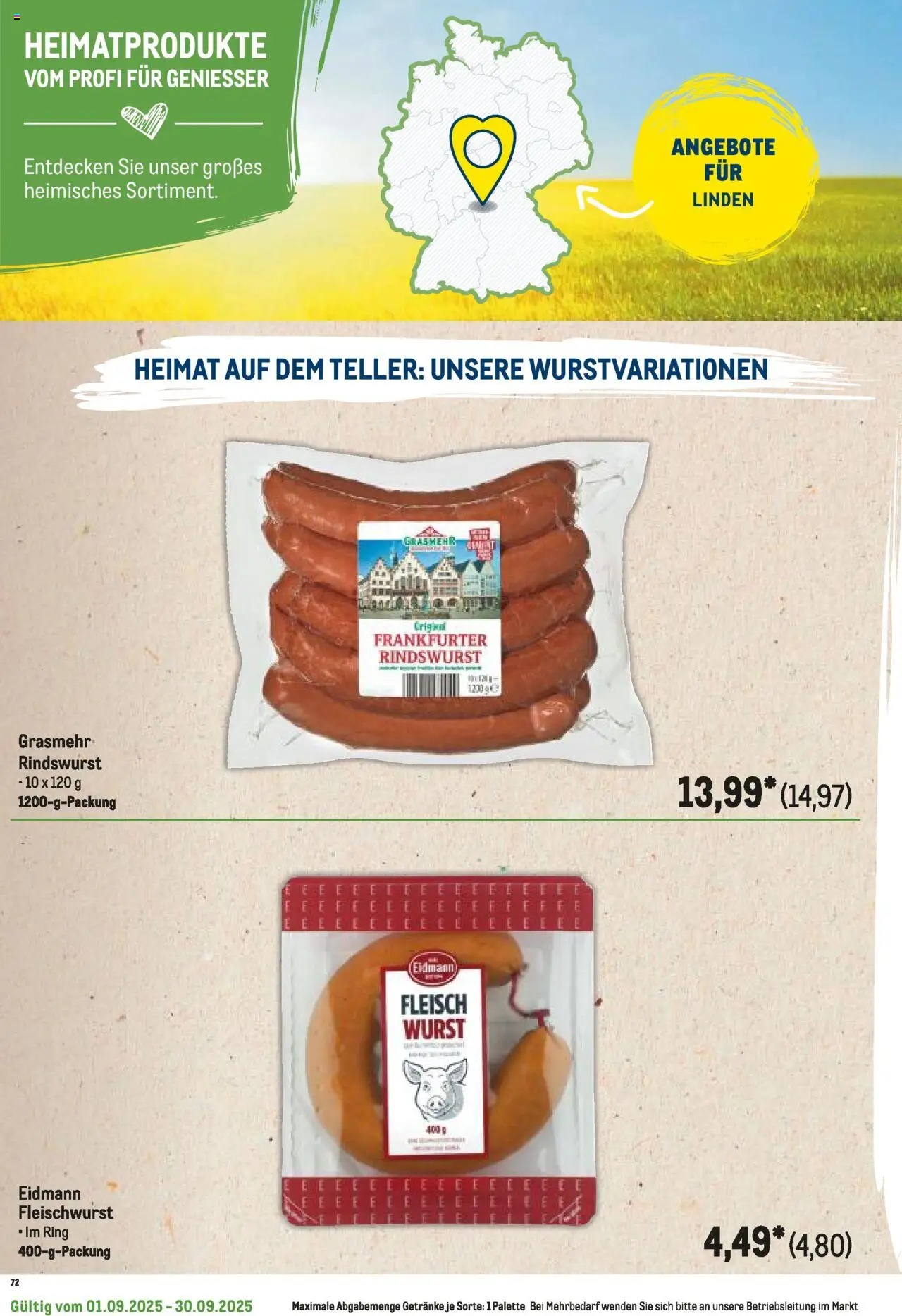 Metro Regionaler Flyer - gültig ab dem 01.09.2025 | Seite: 54 | Produkte: Wurst, Fleisch