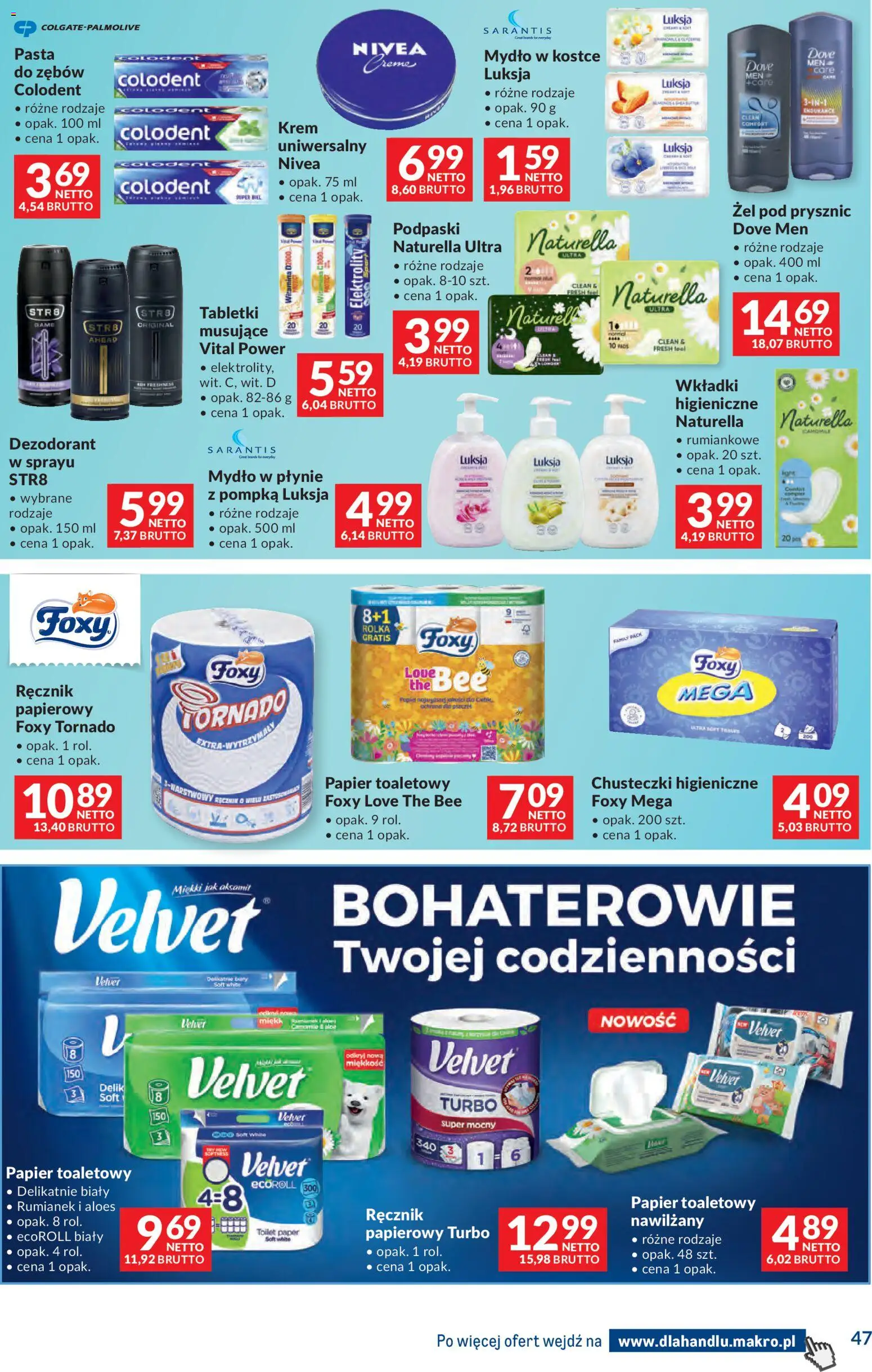 Makro gazetka - Dystrybucja do sklepów od 14.04.2026 | Strona: 47 | Produkty: Mydło w płynie, Aloes, Podpaski, Żel pod prysznic