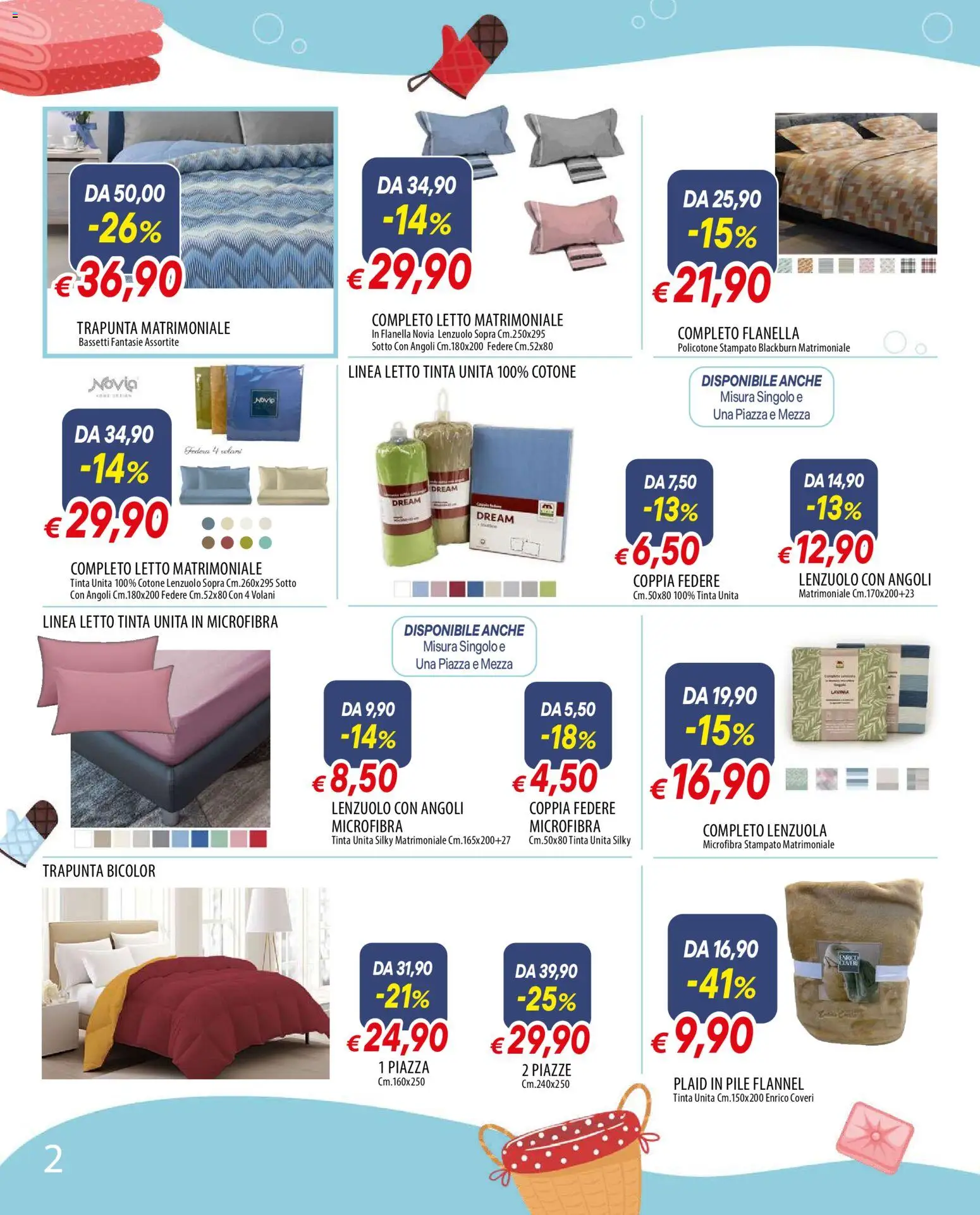 Volantino Famila del 29.12.2025 | Pagina: 2 | Prodotti: Pile, Trapunta, Letto, Lenzuola