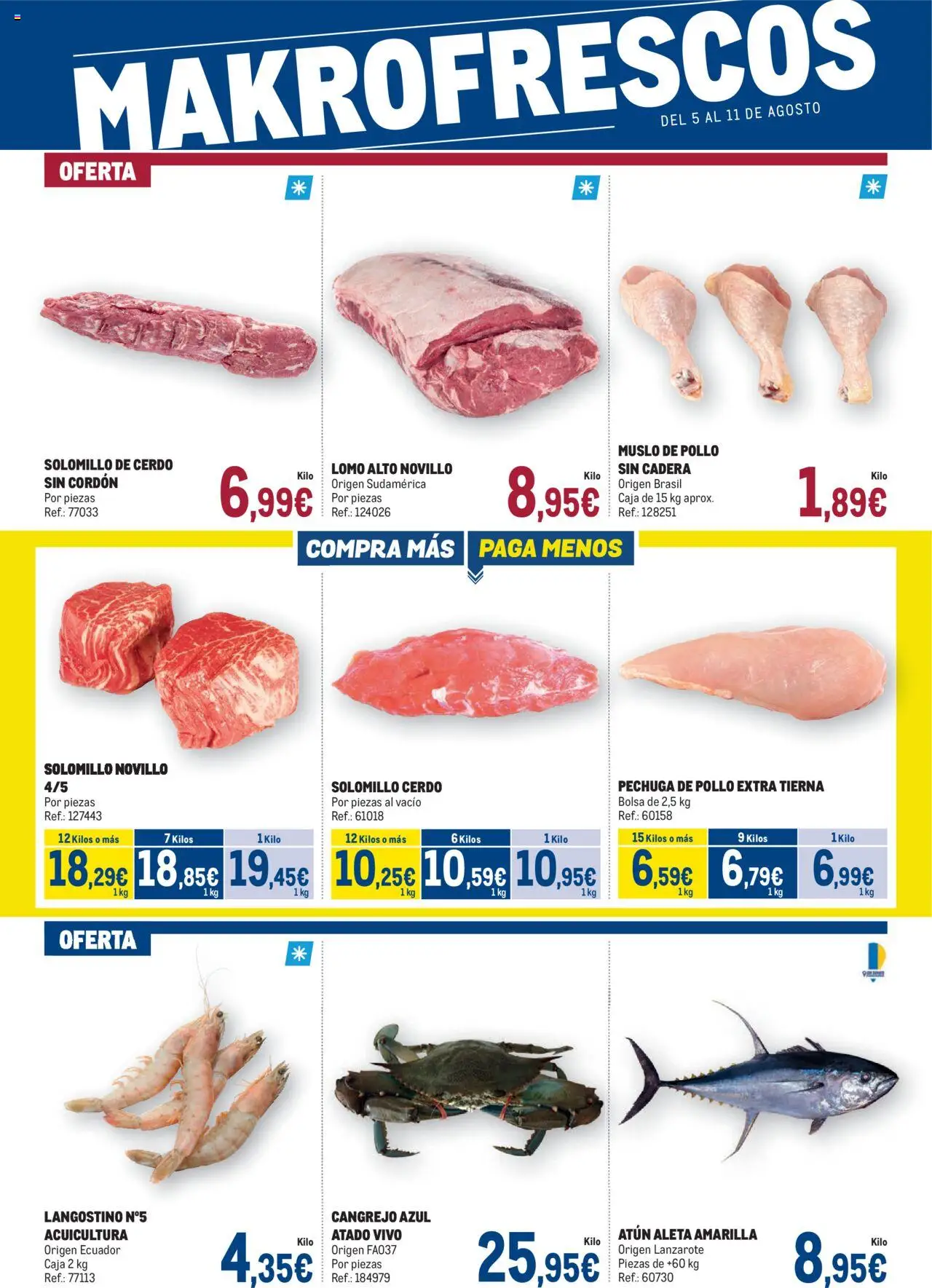Makro -  Fresco │ válido desde el 05.08.2025 | Página: 1 | Productos: Solomillo de cerdo, Cerdo, Bolsa, Langostino