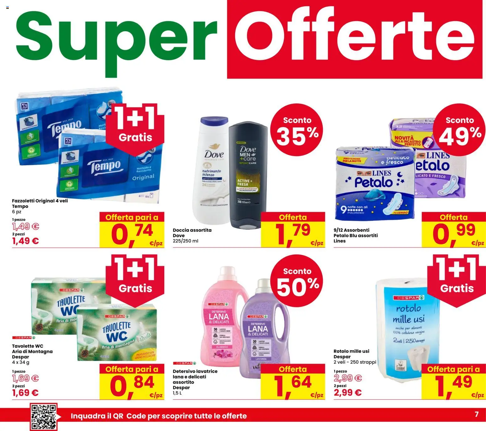 Volantino Despar del 22.01.2026 | Pagina: 7 | Prodotti: Fazzoletti, Lavatrice, Lavanda, Doccia
