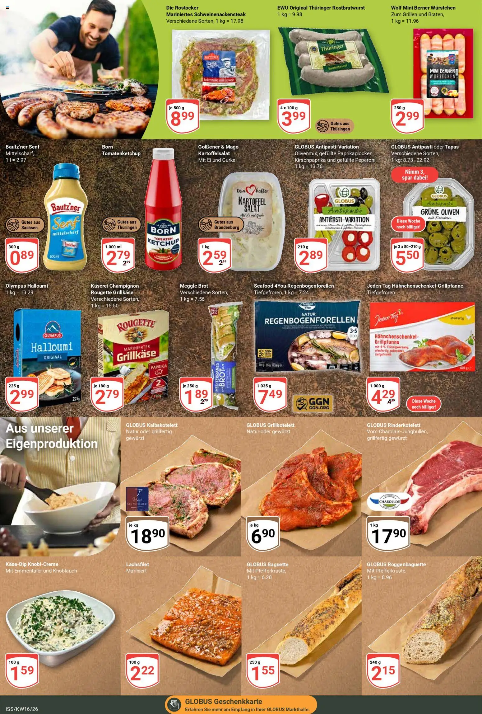 Globus Prospekt 	 – gültig ab 13.04.2026 | Seite: 17 | Produkte: Hahnchenschenkel, Baguette, Tomaten, Brot