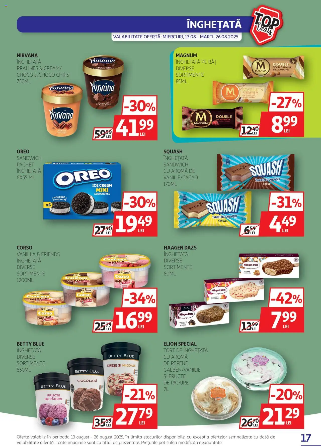 Catalog Auchan – valabil de la 13.08.2025 | Pagină: 17 | Produse: Migdale, Cacao, Înghețată, Fructe