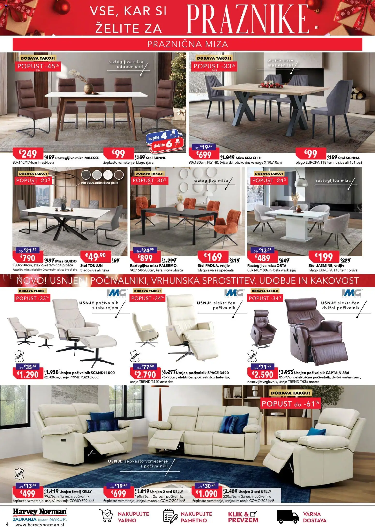 Novi Harvey Norman katalog ponudbe – veljaven od 01.12.2025 | Stran: 4 | Izdelki: Fotelj, Miza, Stol
