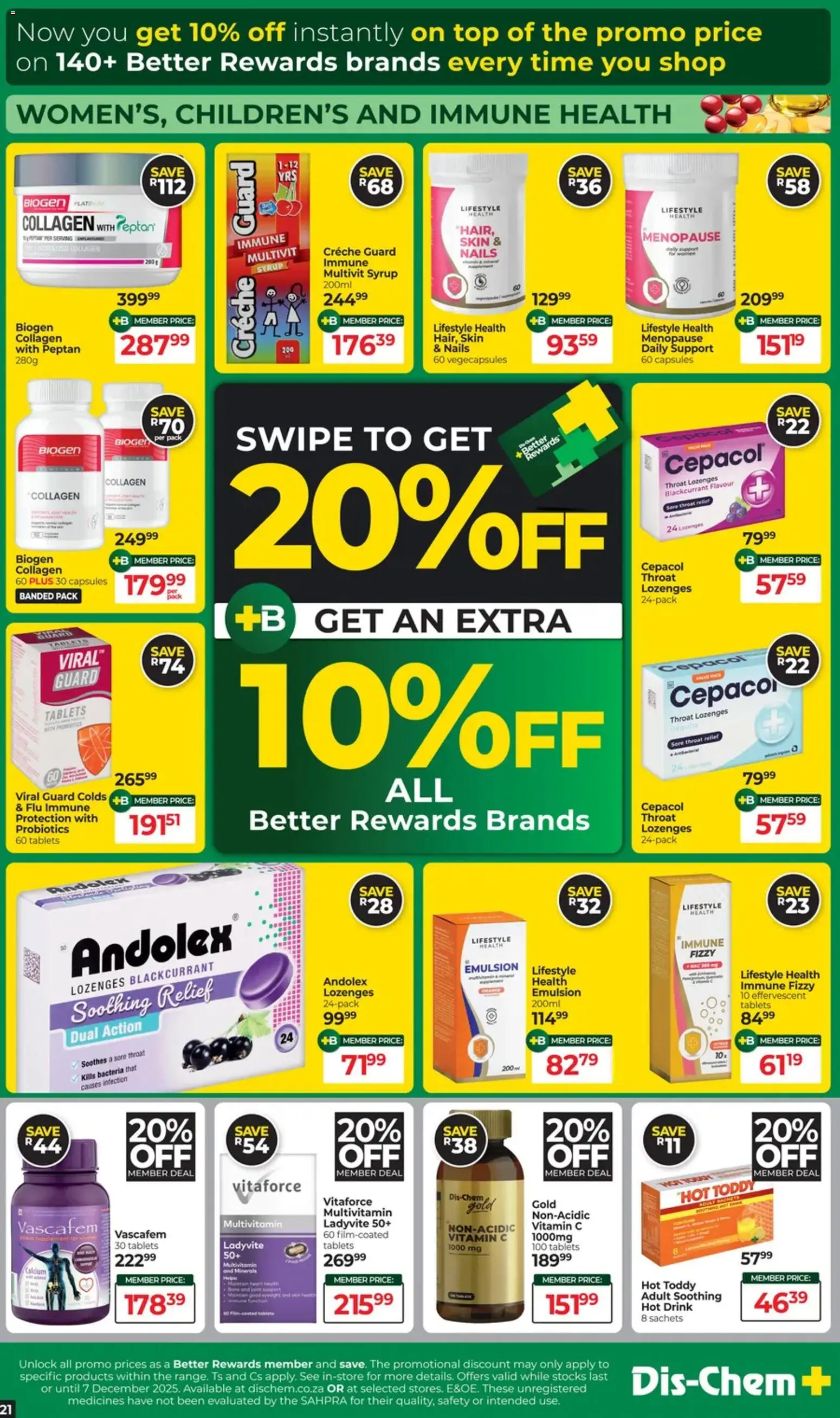 New Dis-Chem catalogue – valid from 18.11.2025 | Page: 21 | Products: Lozenges, Syrup