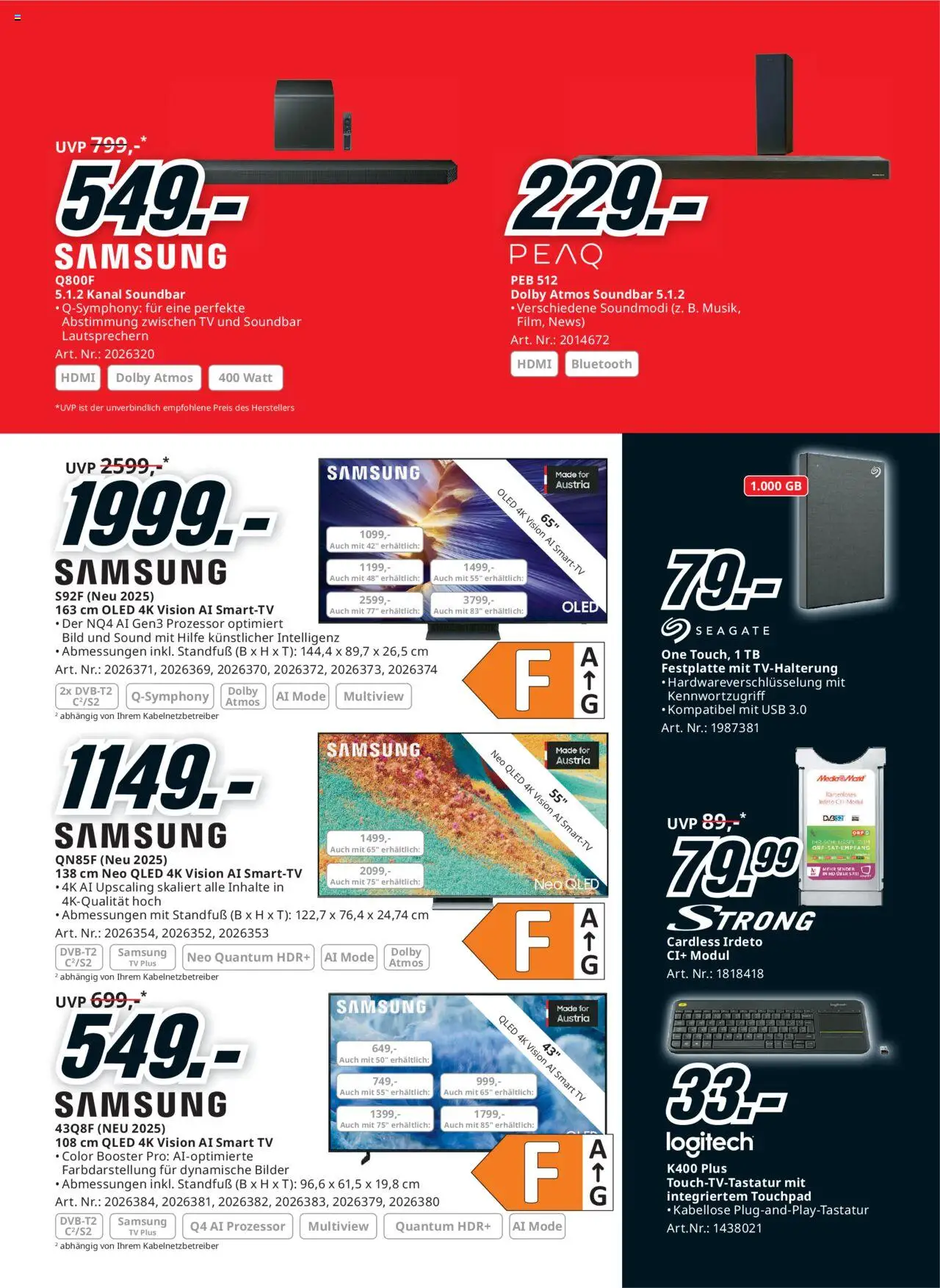 Media Markt Angebote gültig ab 15.10.2025 | Seite: 17 | Produkte: TV, USB, Samsung