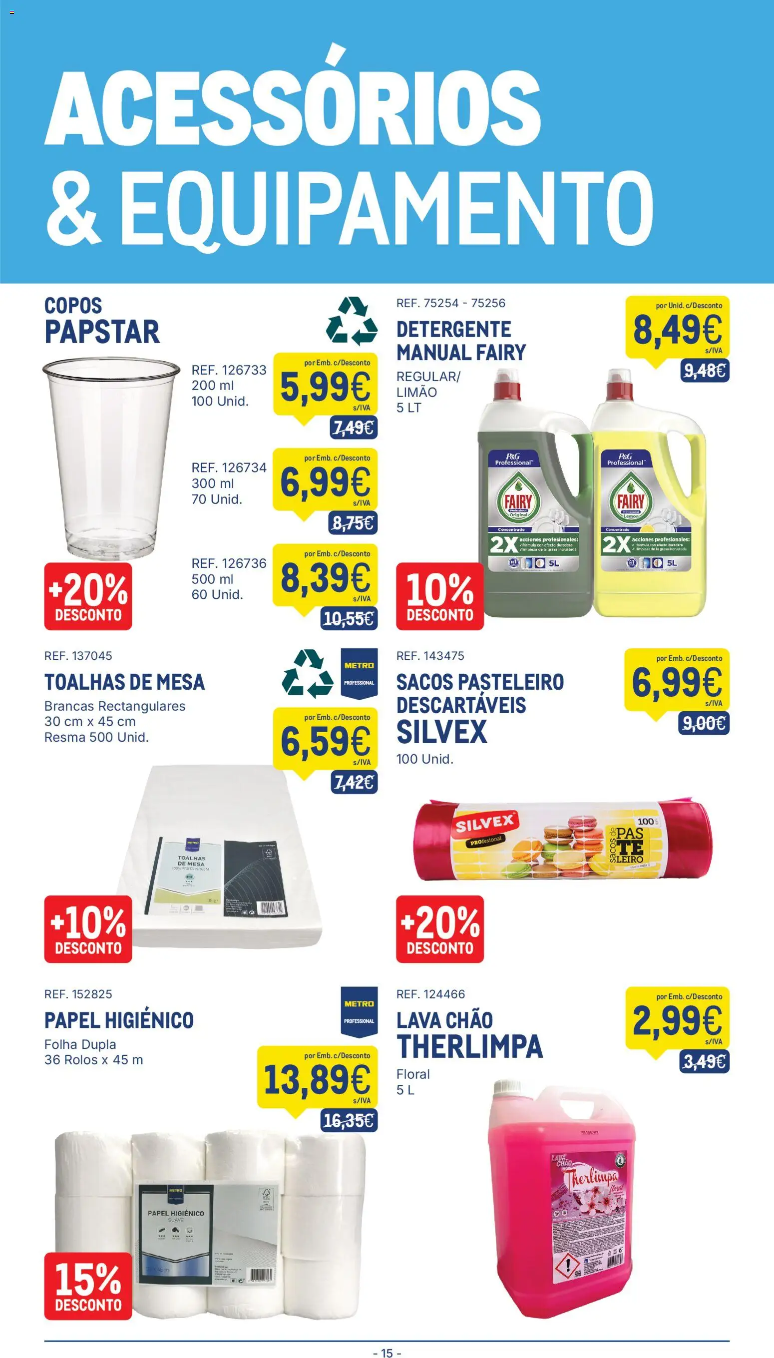 Makro folheto │ válido de 11.11.2025 | Página: 15 | Produtos: Copos, Papel higiénico, Detergente, Mesa