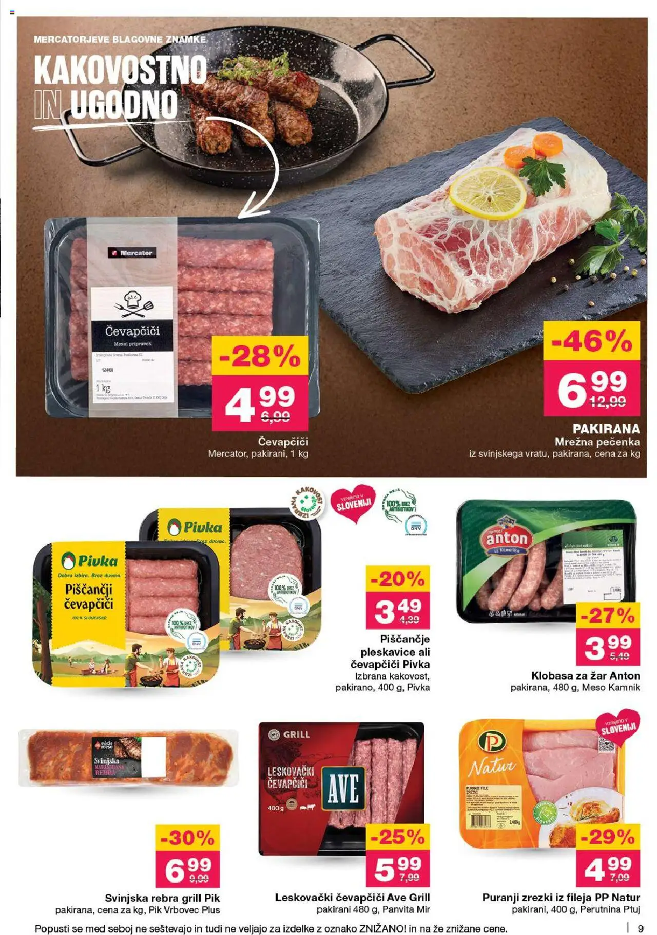 Novi Mercator katalog ponudbe – veljaven od 18.09.2025 | Stran: 9 | Izdelki: Čevapčiči, Zar, Pleskavice, Zrezki