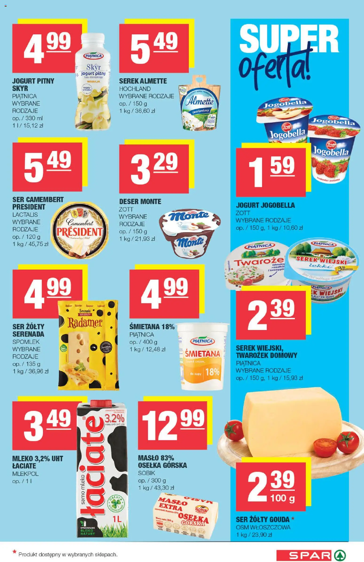 Spar Gazetka od 07.01.2026 | Strona: 3 | Produkty: Mleko, Masło, Twarożek, Skyr