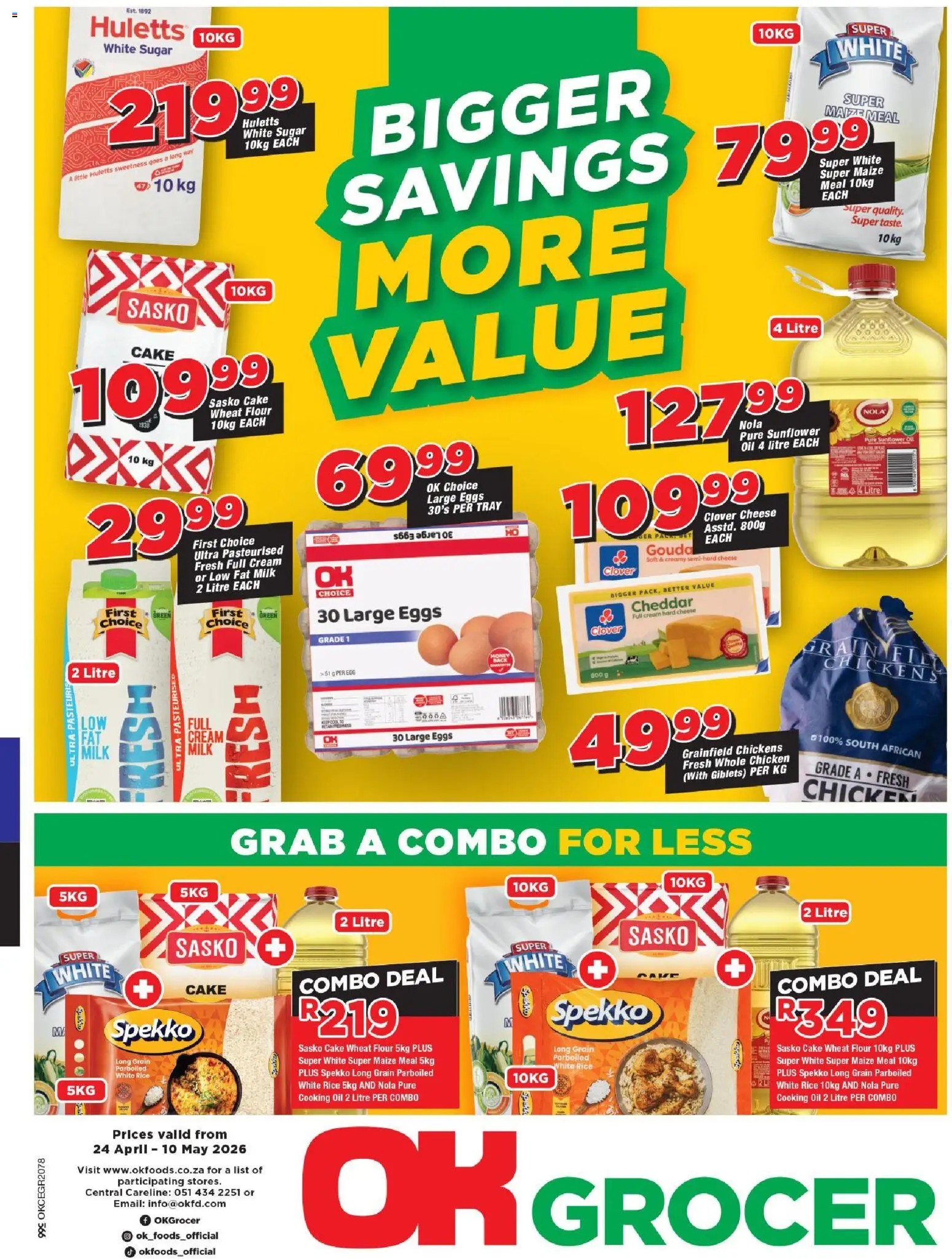 New OK Foods catalogue – valid from 24.04.2026 | Page: 1 | Products: Flour, Cheese, Oil, Cream