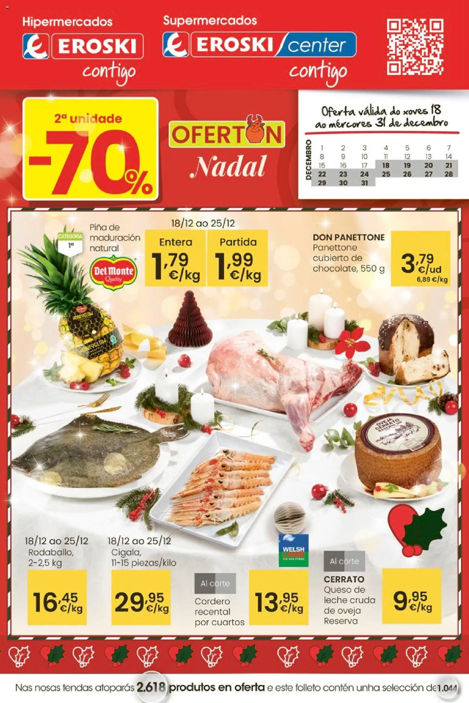 Eroski - Navidad  │ válido desde el 18.12.2025 | Página: 1 | Productos: Leche, Queso, Piña, Φίλτρο καφέ