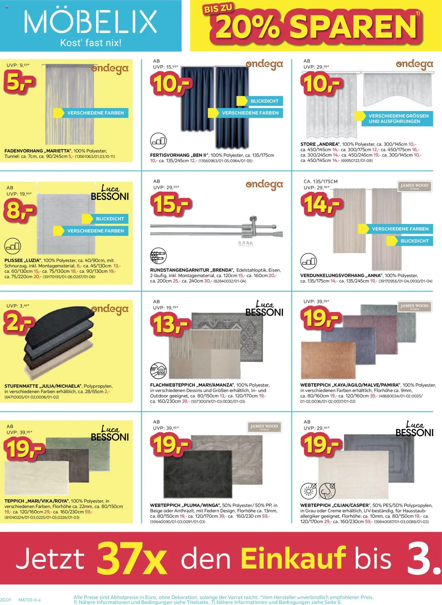 Möbelix Angebote gültig ab 23.02.2026 | Seite: 20 | Produkte: Teppich, Creme