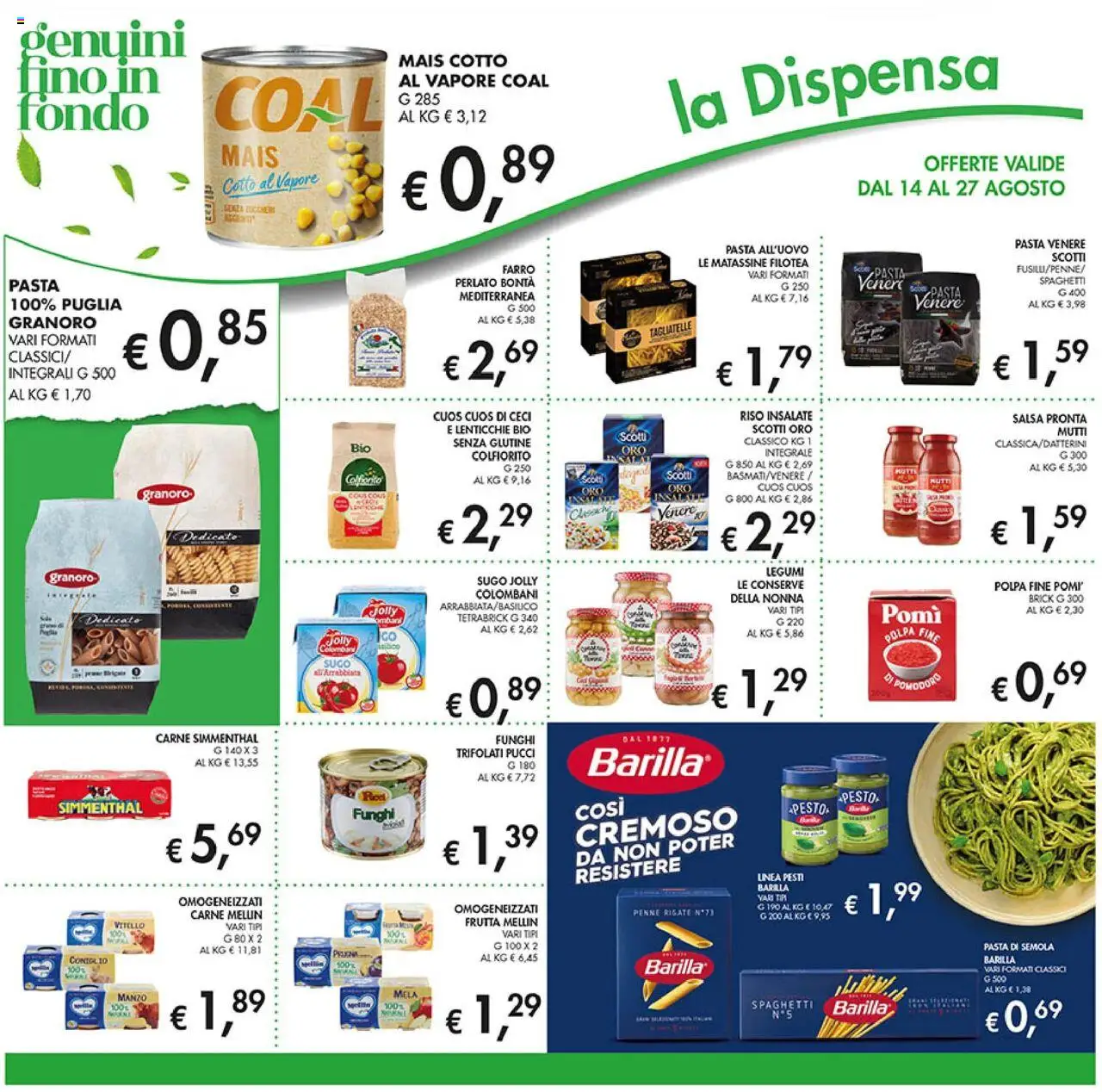 Volantino Coal del 14.08.2025 | Pagina: 18 | Prodotti: Salsa, Pasta, Pesto, Mutti
