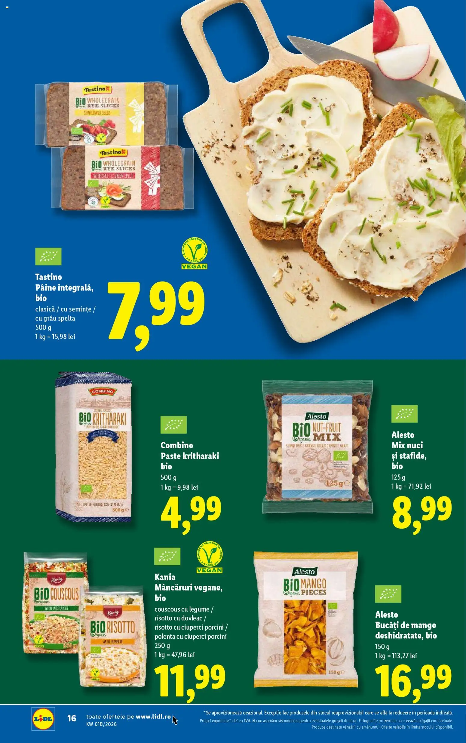 Noul catalog Lidl – valabil de la 02.01.2026 | Pagină: 16 | Produse: Pâine, Paste, Nuci, Mango