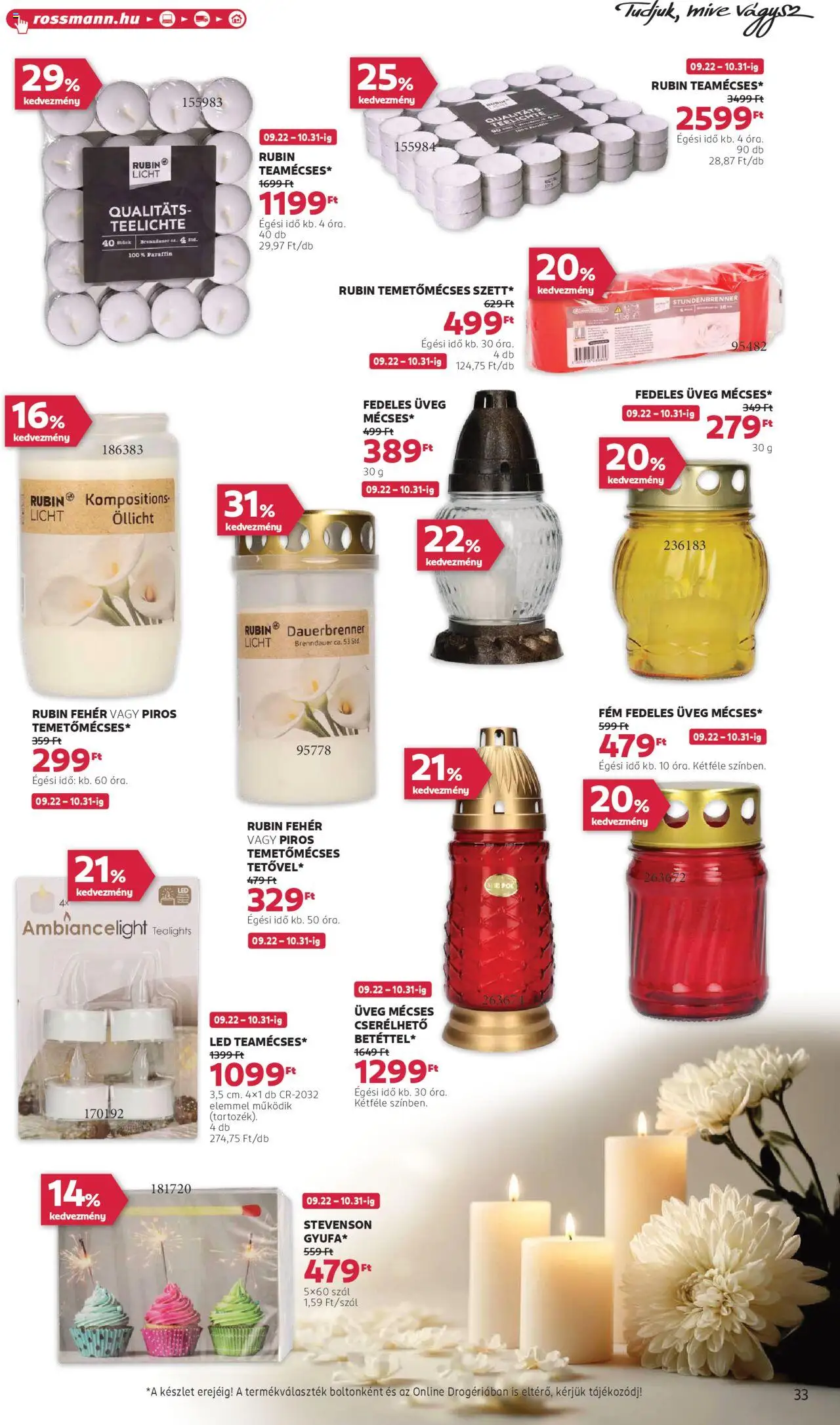 Rossmann akciós ujság - amely érvényes a következő dátumtól: 20.10.2025 | Oldal: 35 | Termékek: Mécses