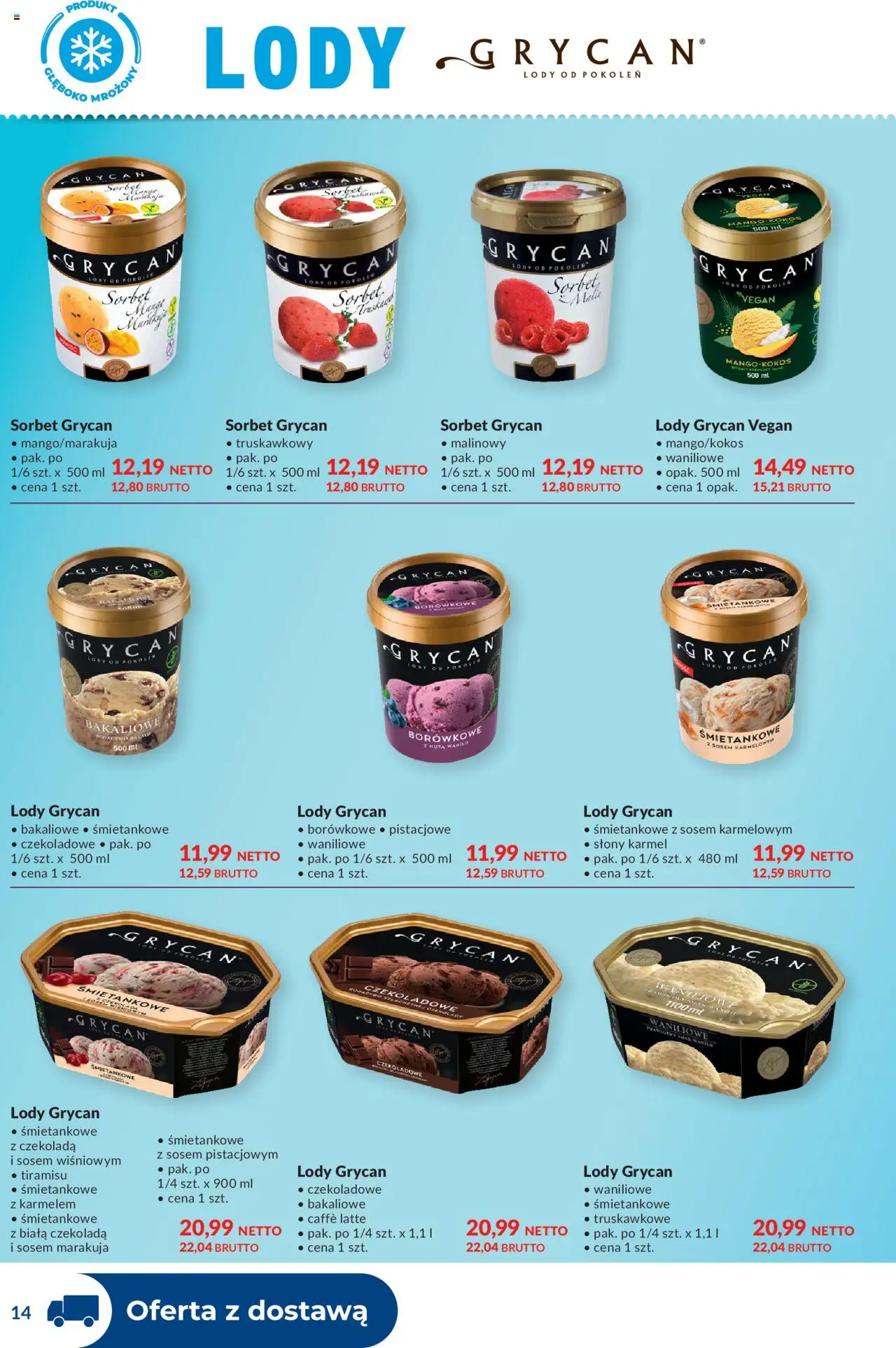 Makro Gazetka - Dystrybucja do sklepów od 19.08.2025 | Strona: 14 | Produkty: Tiramisu, Sorbet, Czekolada, Lody