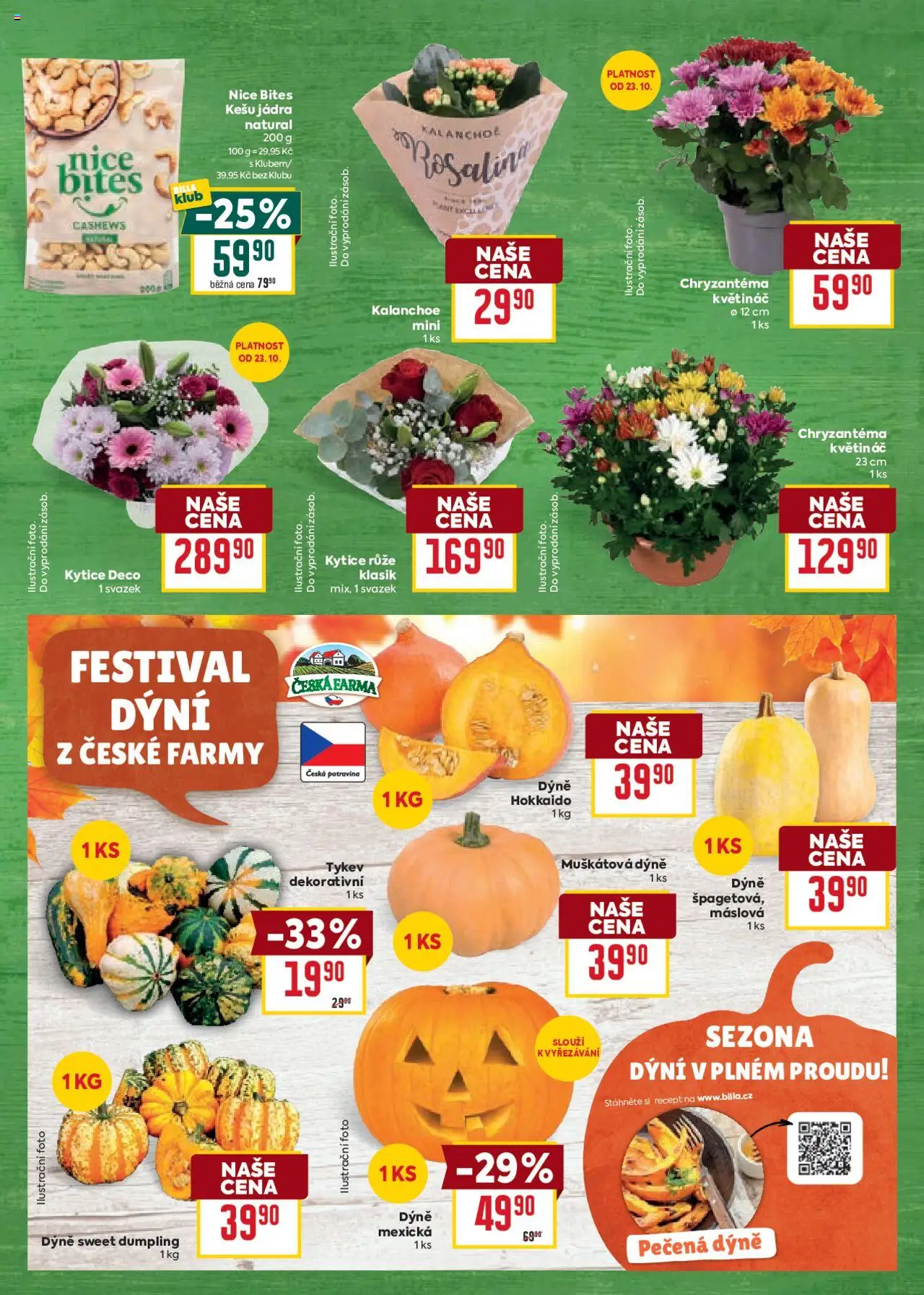 Billa Velký leták od 22.10.2025 | Strana: 3 | Produkty: Kalanchoe, Kytice, Dýně, Květináč