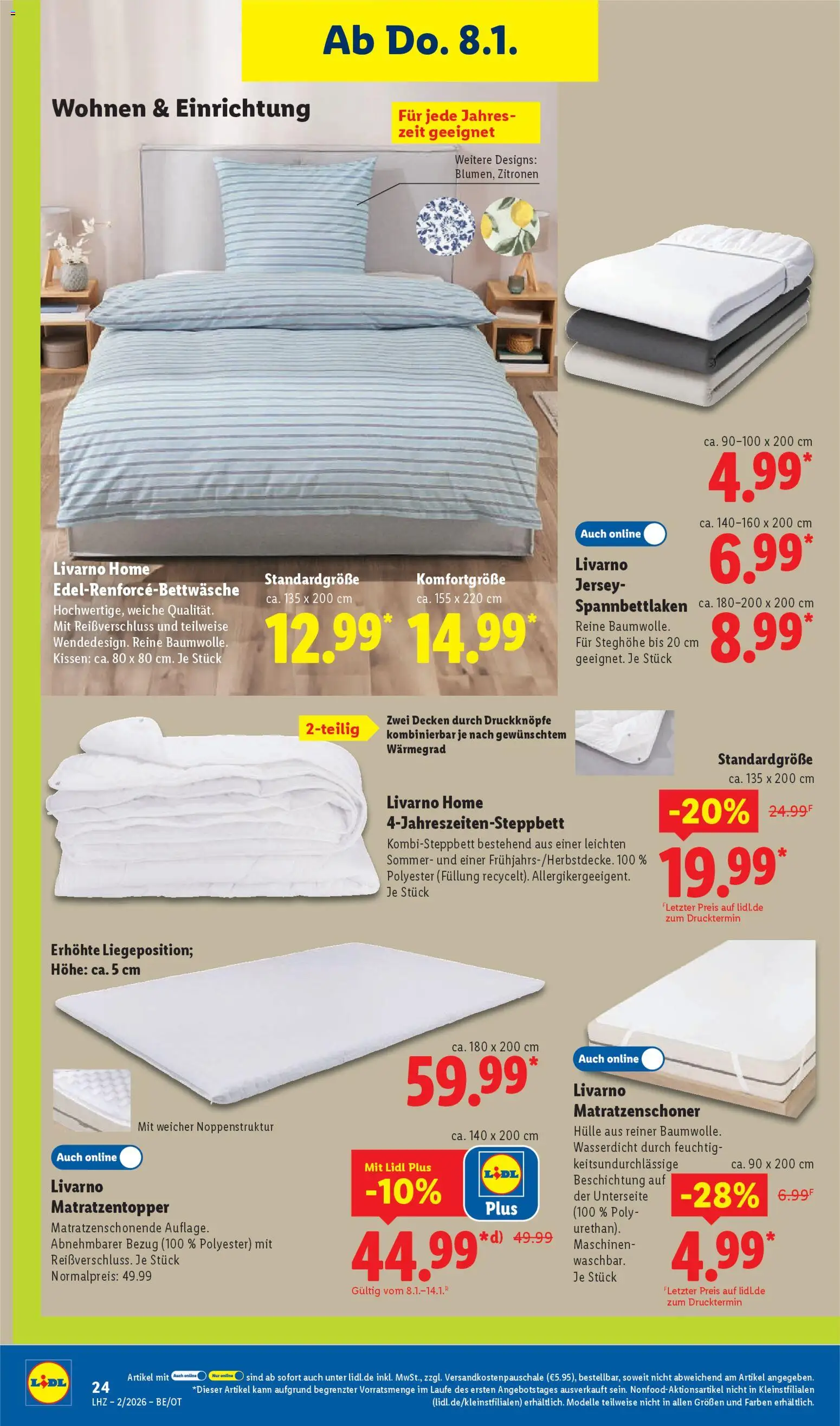 Lidl Prospekt Zossen – gültig ab 05.01.2026 | Seite: 34 | Produkte: Hülle, Kissen, Matratzenschoner, Zitronen