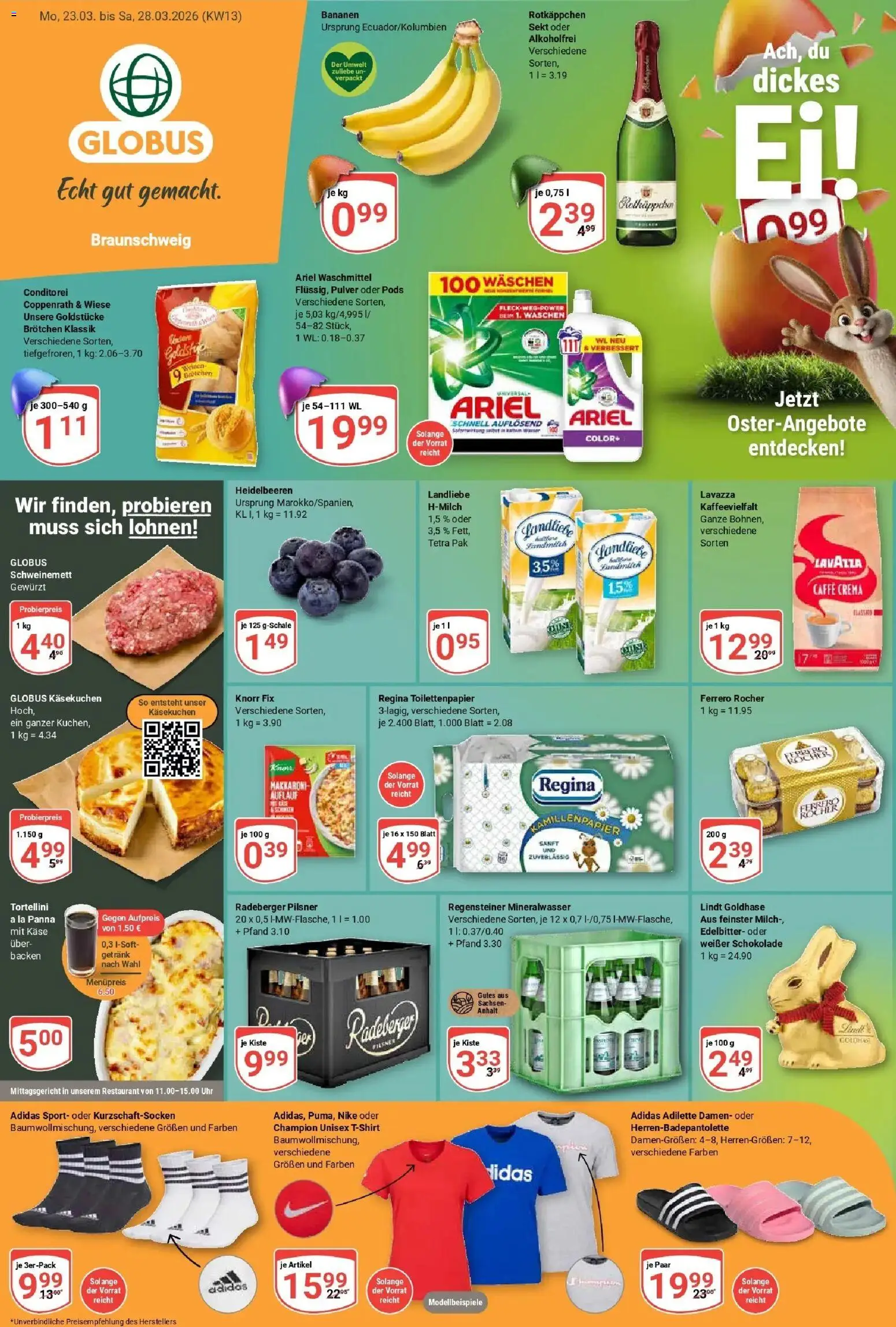 Globus prospekt Braunschweig	 – gültig ab 23.03.2026 | Seite: 1 | Produkte: Lavazza, Milch, Käse, Uhr