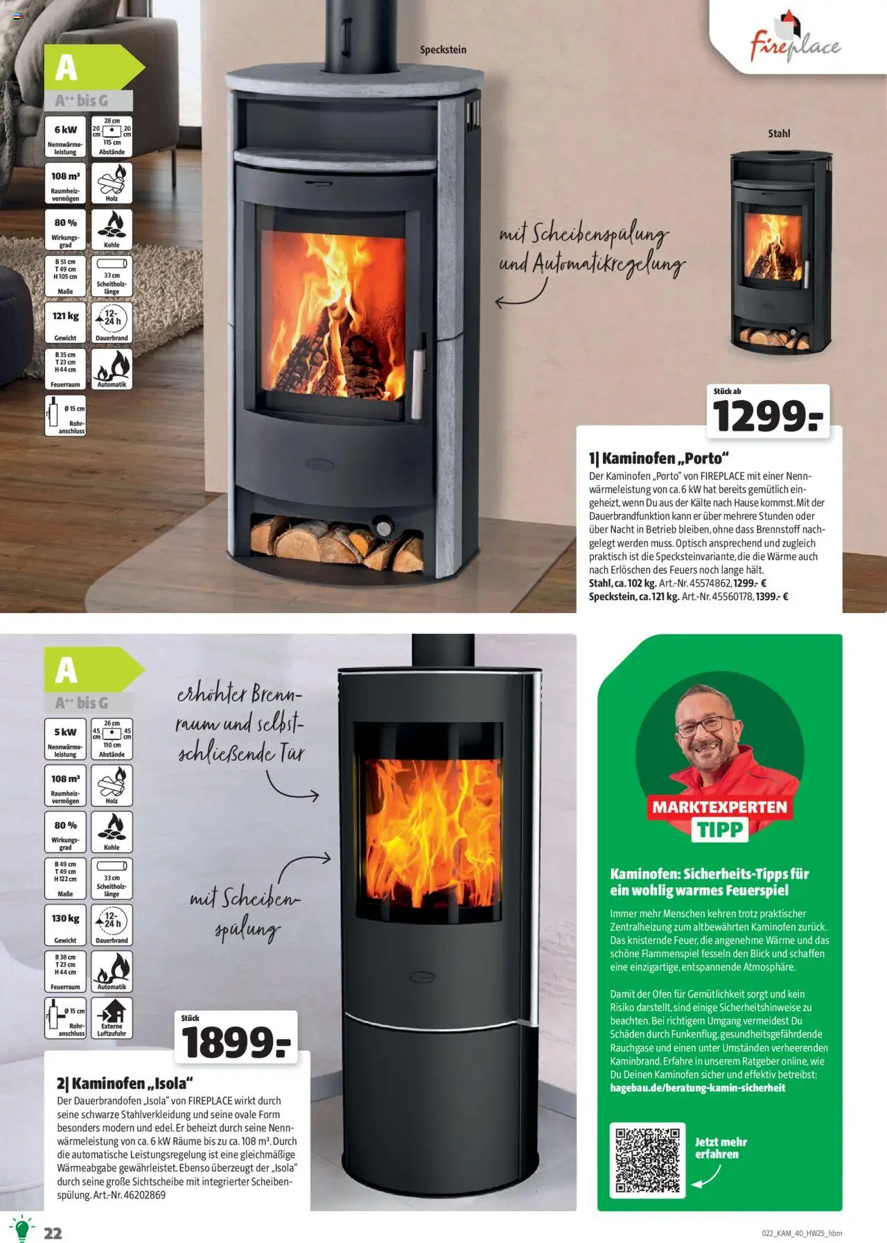 Hagebau Kaminöfen - gültig ab dem 07.07.2025 | Seite: 22 | Produkte: Ofen, Tür, Spülung, Kaminofen