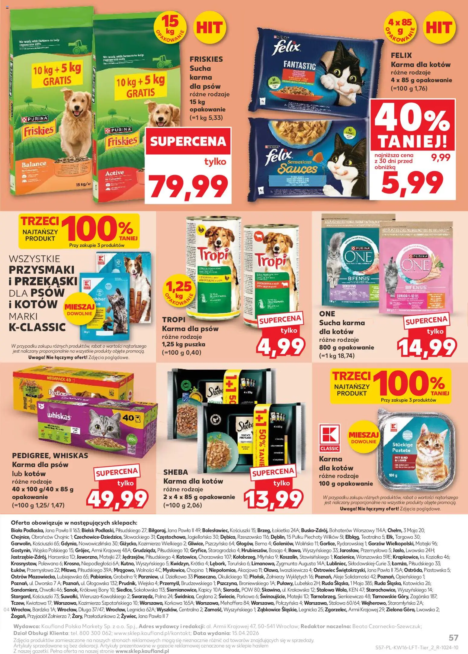 Kaufland gazetka od 16.04.2026 | Strona: 57 | Produkty: Karma dla kotów, Karma dla psów