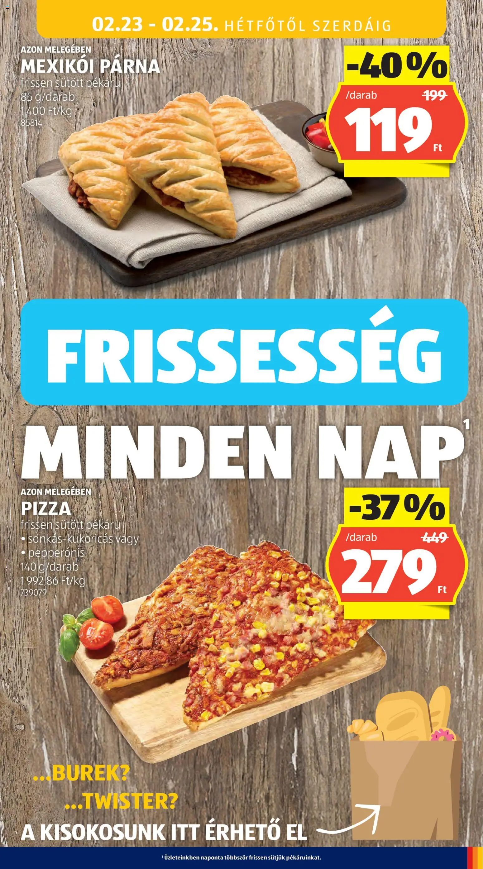 Aldi akciós ujság - amely érvényes a következő dátumtól: 19.02.2026 | Oldal: 31 | Termékek: Burek, Párna, Pizza