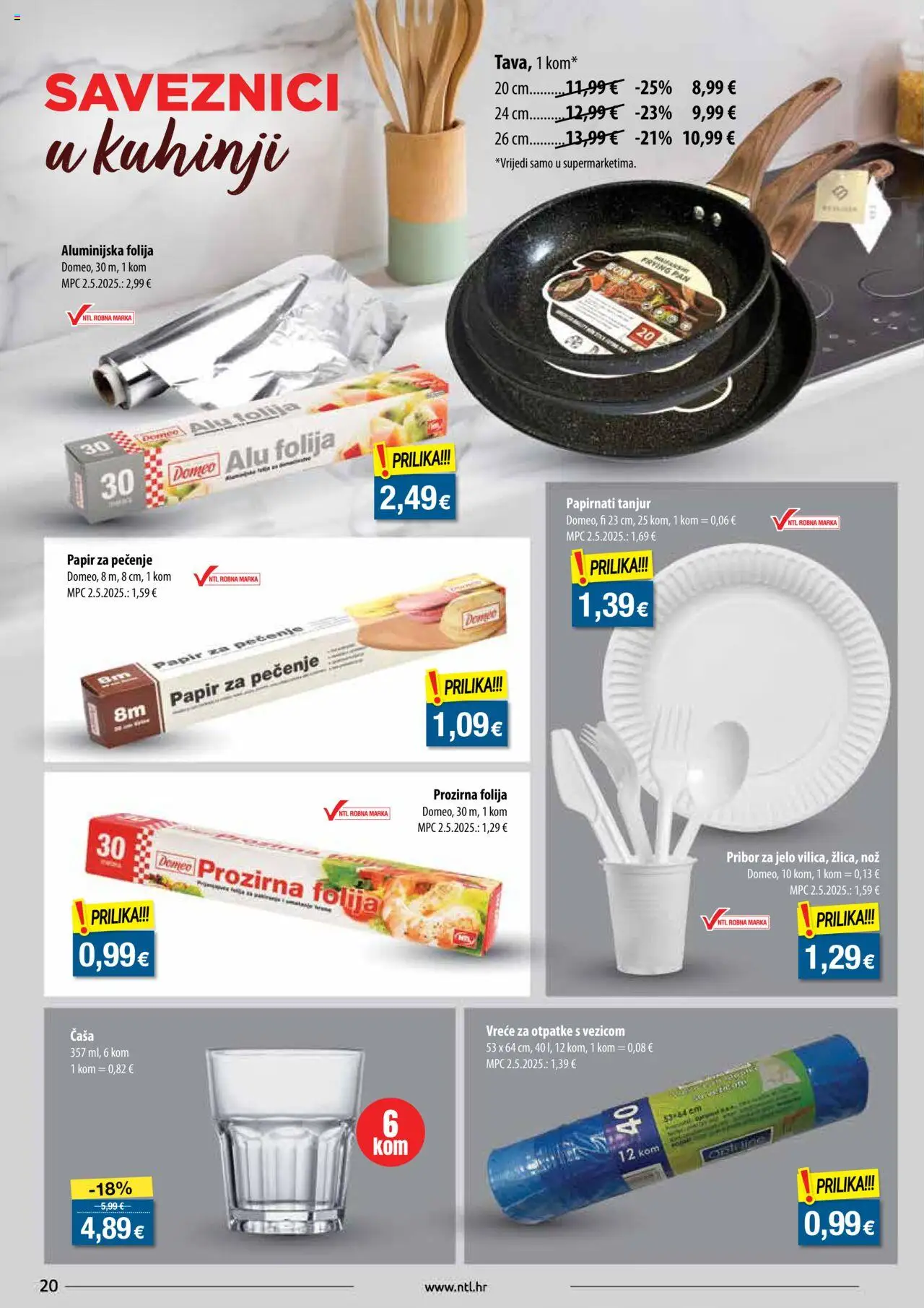 NTL katalog | vrijedi od 08.10.2025 | Stranica: 20 | Proizvodi: Nož, Papir za pečenje, Pan, Pribor za jelo