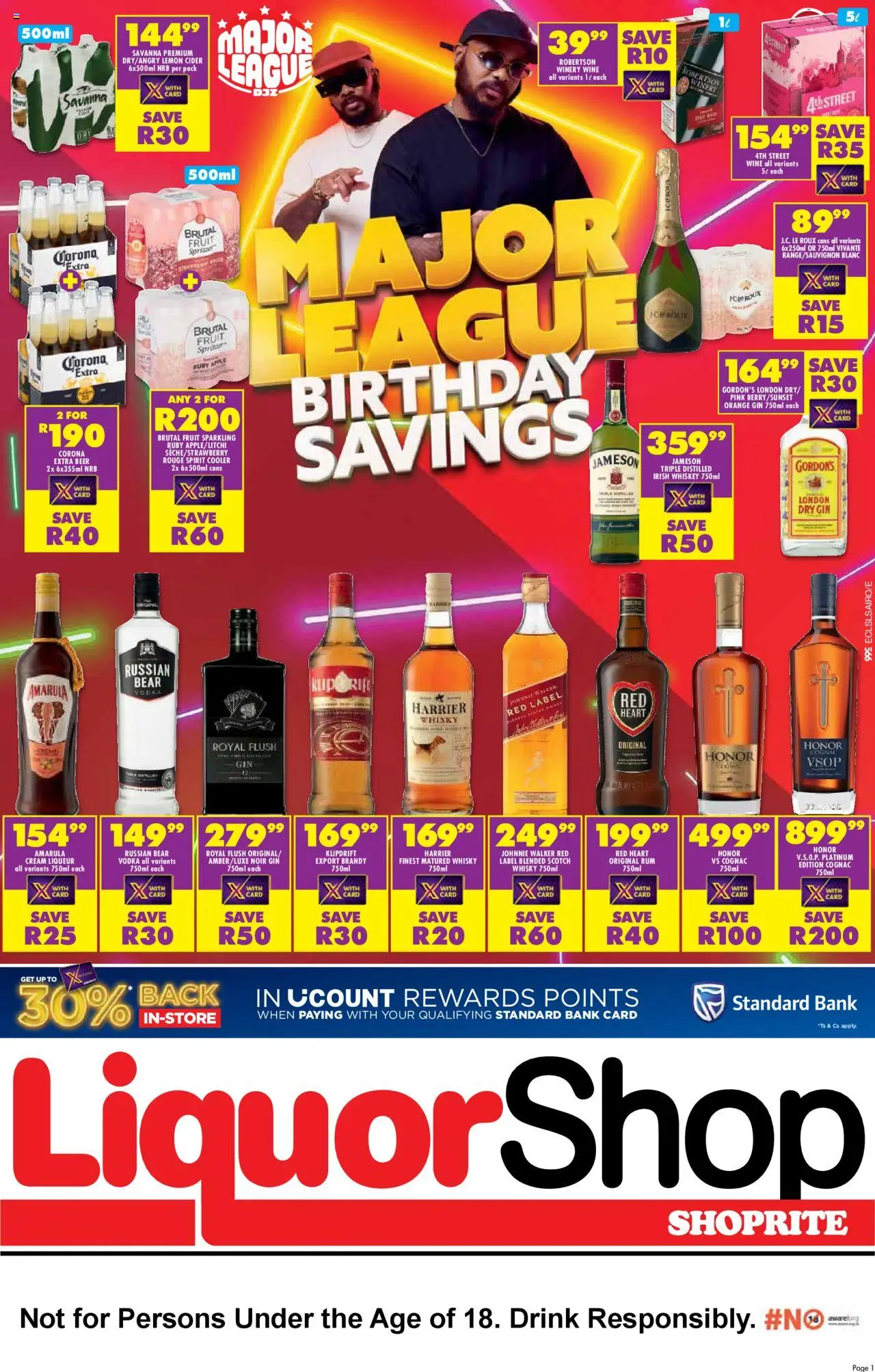 Shoprite Eastern Cape - LiquorShop Major Deals │ valid from 24.07.2025 | Page: 1 | Products: Rum, Wine, Gin, Cream