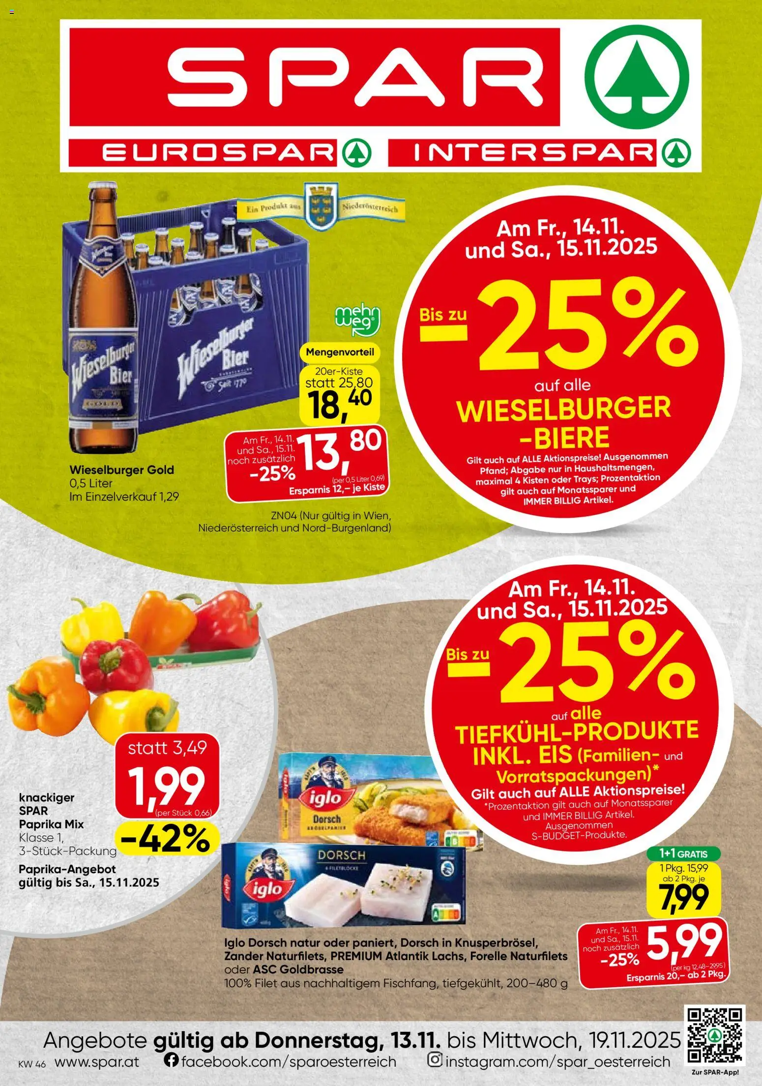 Spar Flugblatt - Niederösterreich gültig ab 13.11.2025 | Seite: 1 | Produkte: Eis, Bier