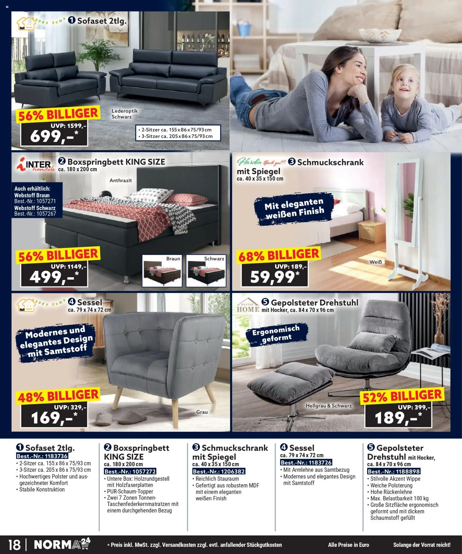 Norma Bestellmagazin gültig ab 01.12.2025 | Seite: 18 | Produkte: Sessel, Box, Spiegel