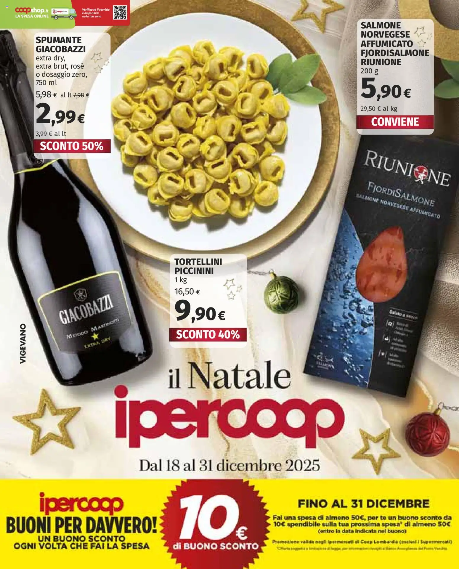 Volantino Ipercoop del 18.12.2025 | Pagina: 1 | Prodotti: Salmone, Tè, Data, Spumante