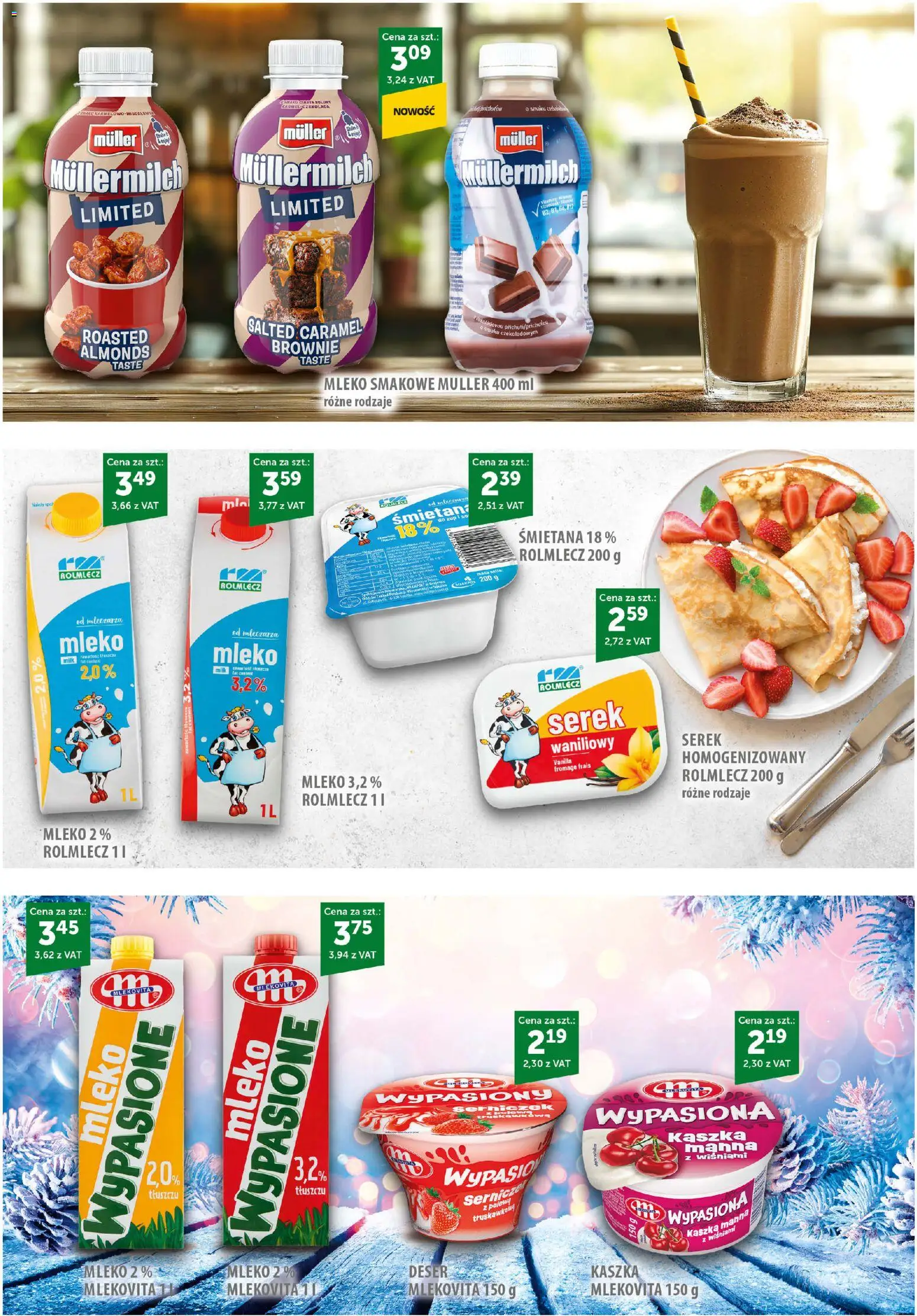 Eurocash Gazetka - Codziennie Potwierdzona Świeżość od 17.11.2025 | Strona: 2 | Produkty: Serek homogenizowany, Mleko, Brownie, Śmietana