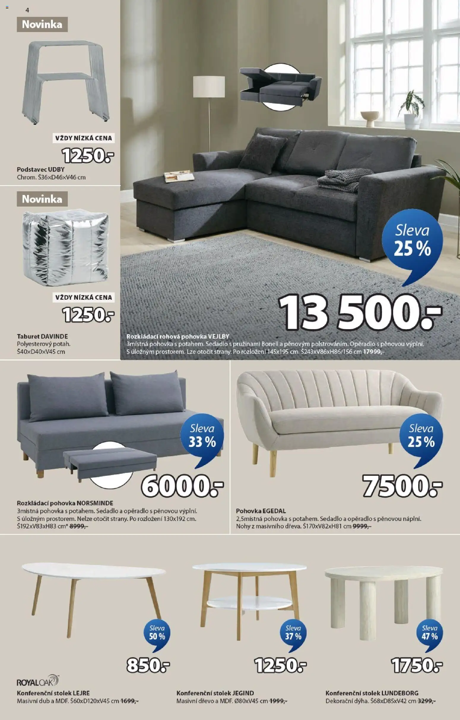 JYSK leták od 04.02.2026 | Strana: 4 | Produkty: Rozkládací pohovka, Taburet, Pohovka, Stolek