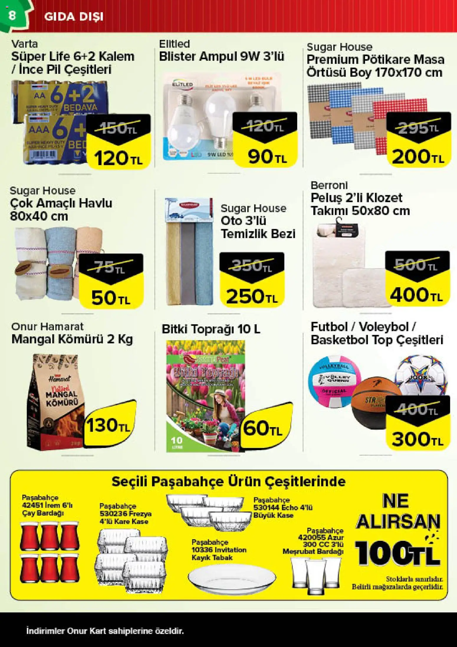 Onur Market Katalog - 16.04.2026 tarihinden itibaren geçerlidir | Sayfa: 8 | Ürünler: Masa, Pil, Çay, Masa örtüsü