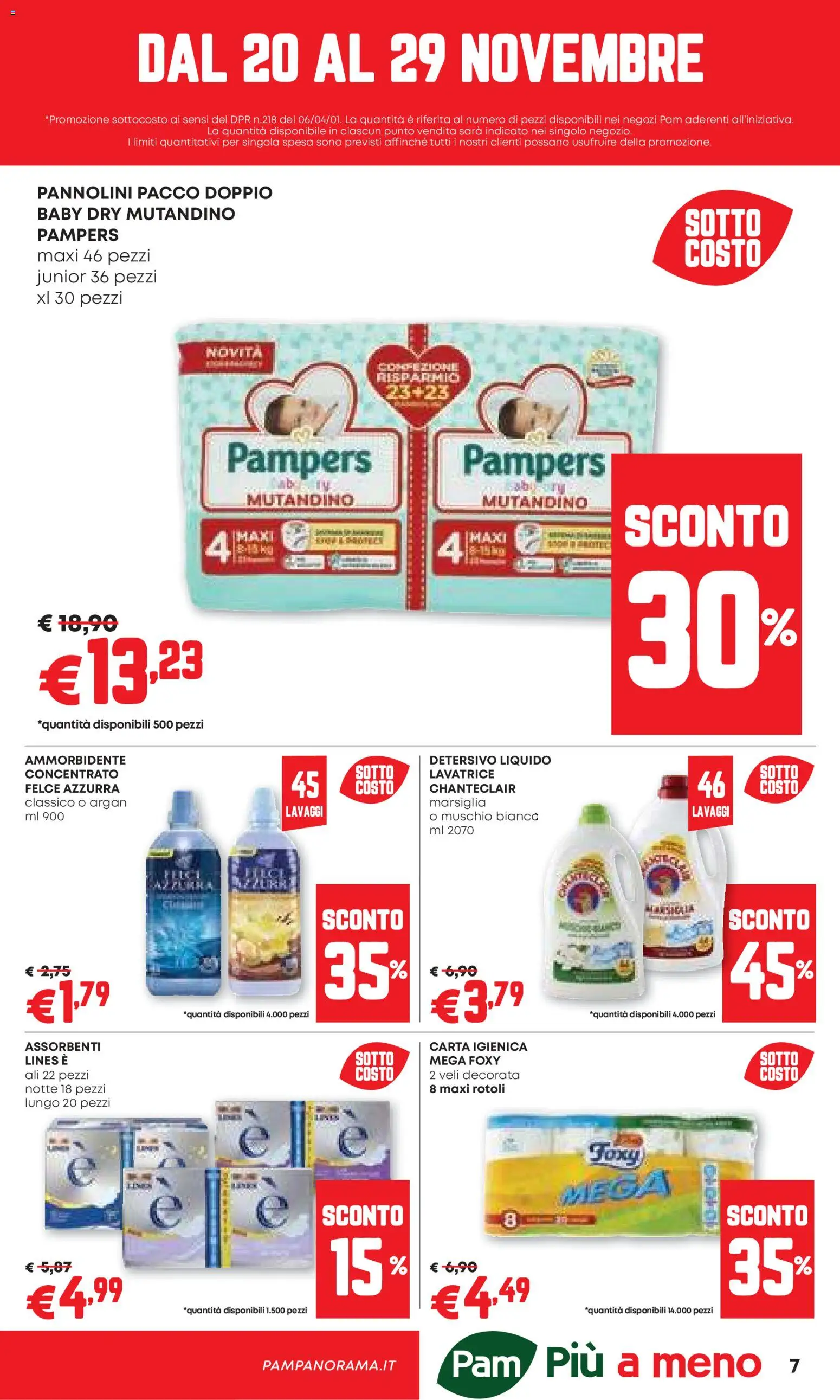 Volantino PAM del 20.11.2025 | Pagina: 7 | Prodotti: Pannolini, Carta igienica, Lavatrice, Pampers