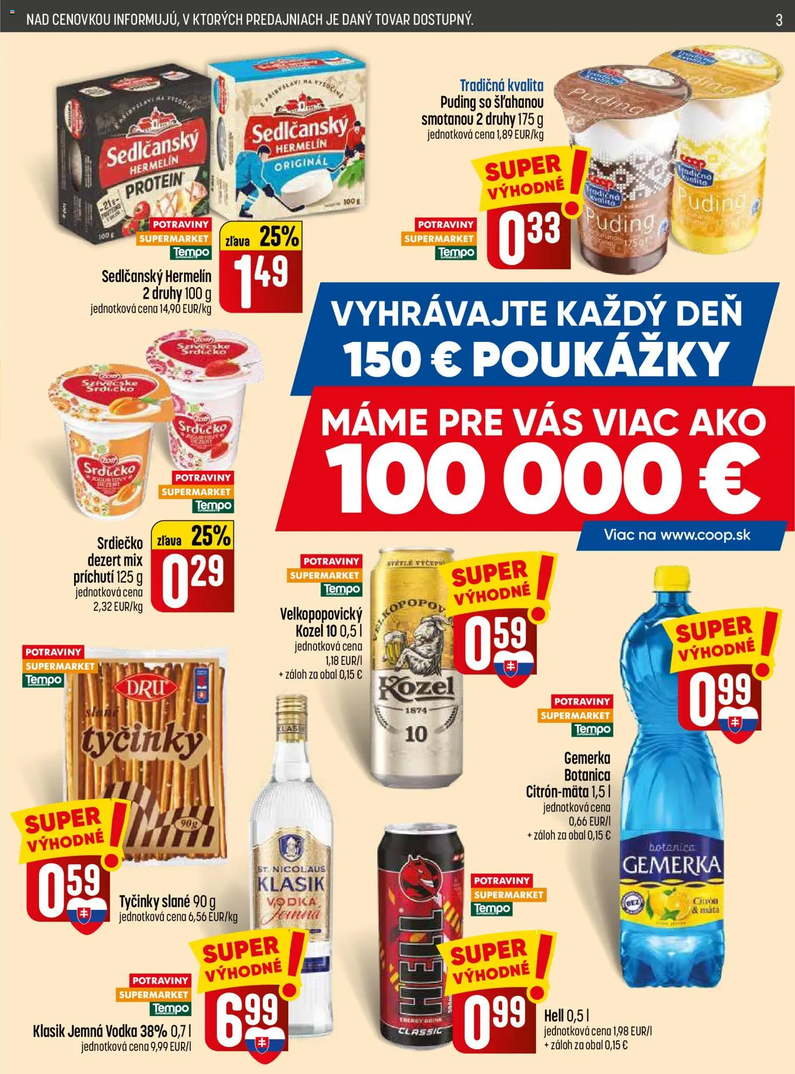 Nové COOP Jednota akcie – leták je platný od 23.04.2026 | Strana: 3 | Produkty: Protein, Puding, Vodka, Gemerka