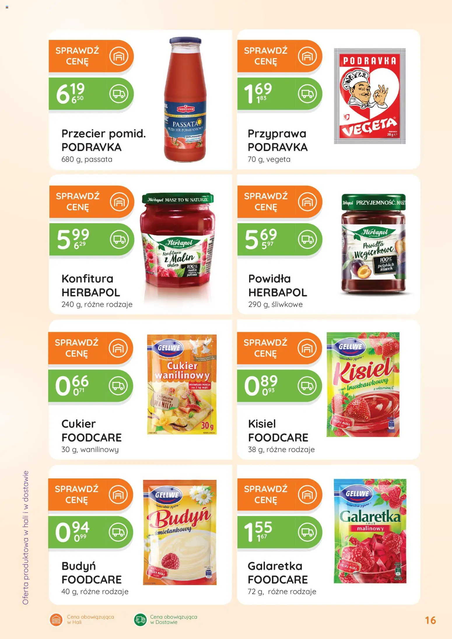 Eurocash Gazetka - Oferta Handlowa od 09.02.2026 | Strona: 16 | Produkty: Galaretka, Przecier pomidorowy, Powidła, Cukier