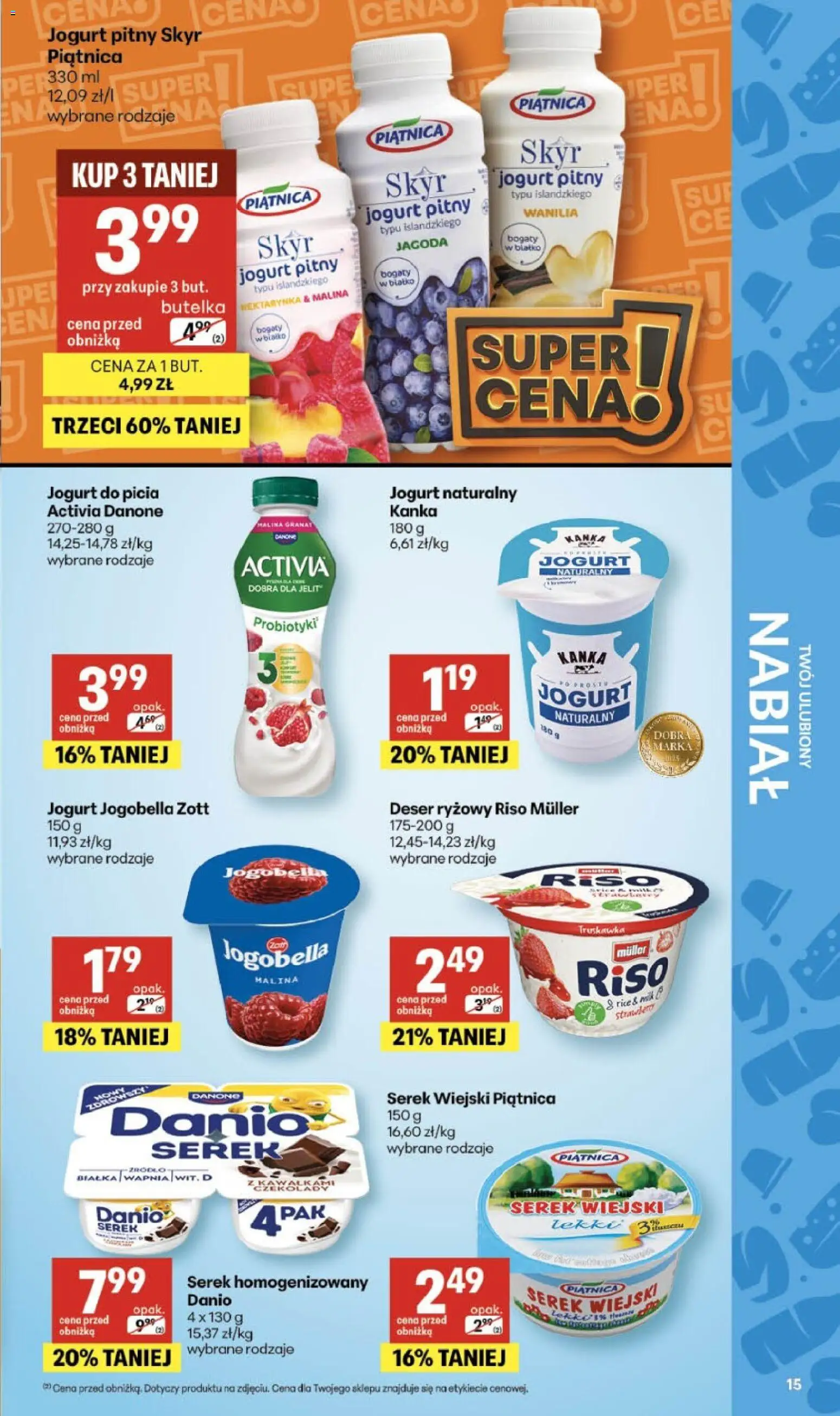 Delikatesy Centrum gazetka od 05.03.2026 | Strona: 15 | Produkty: Serek homogenizowany, Jogurt pitny, Serek wiejski, Jogurt