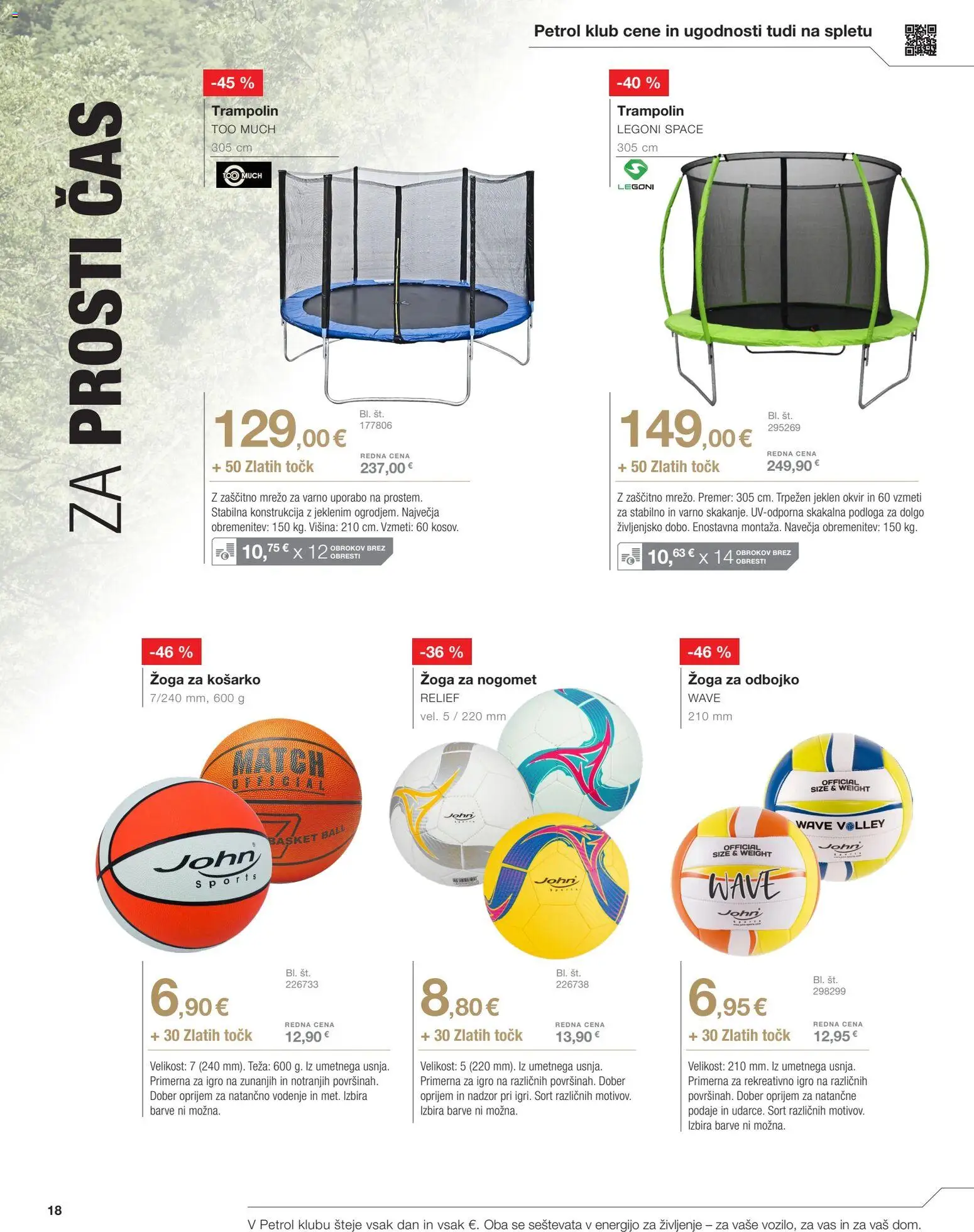 Novi Petrol katalog ponudbe – veljaven od 01.04.2026 | Stran: 18 | Izdelki: Teza, Okvir, Trampolin, Podloga