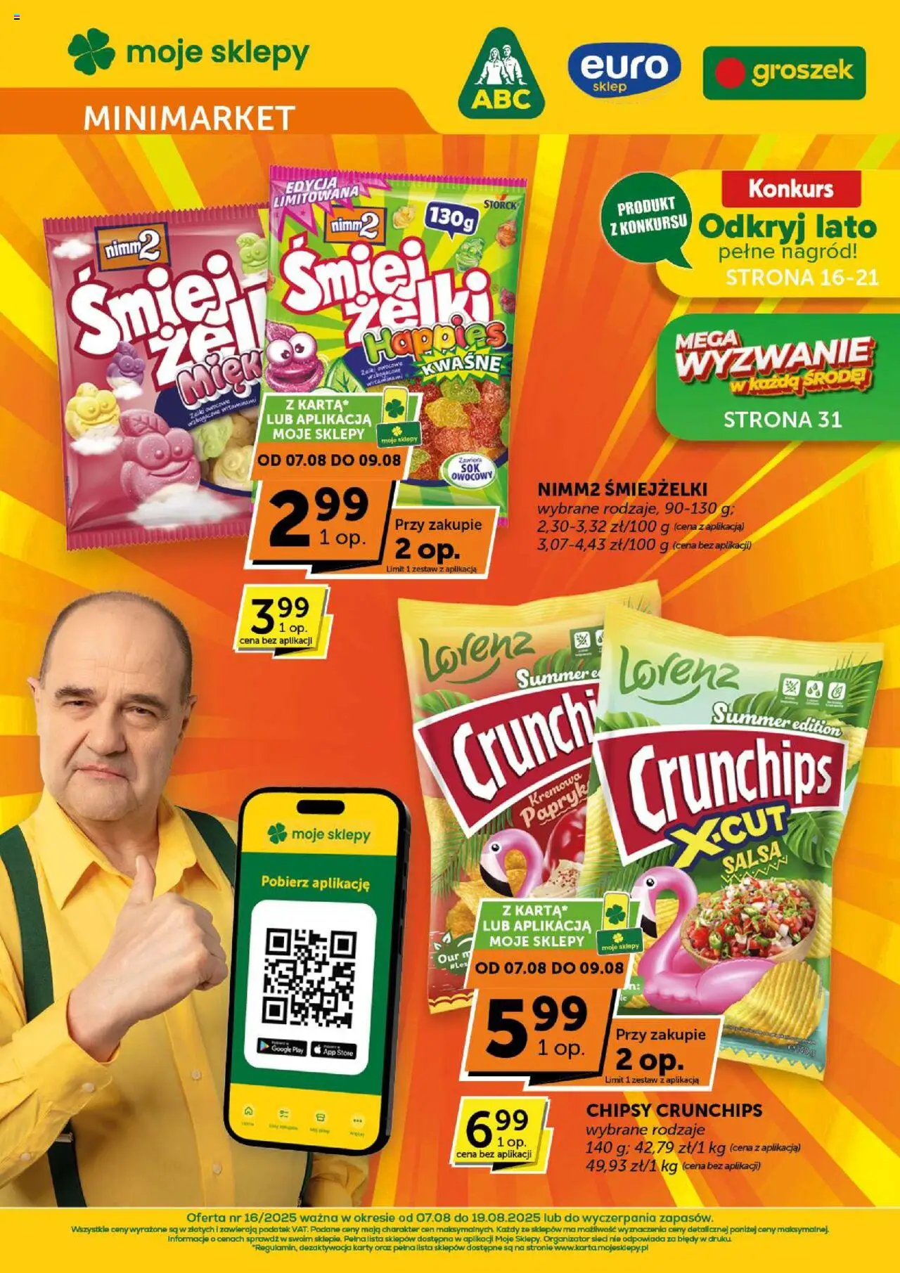 Groszek Gazetka - Minimarket od 07.08.2025 | Strona: 1 | Produkty: Groszek, Chipsy, Żelki