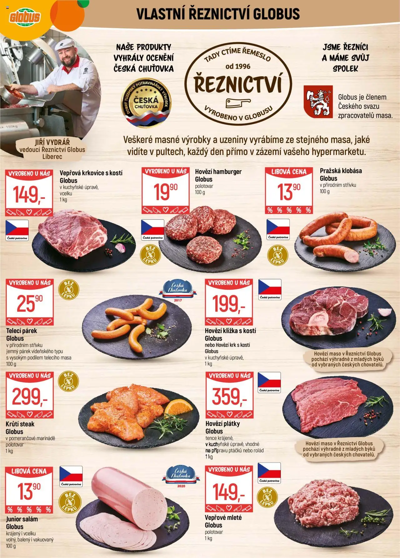 Globus leták - Liberec od 17.09.2025 | Strana: 8 | Produkty: Hovězí kližka, Uzeniny, Krkovice, Vepřová krkovice