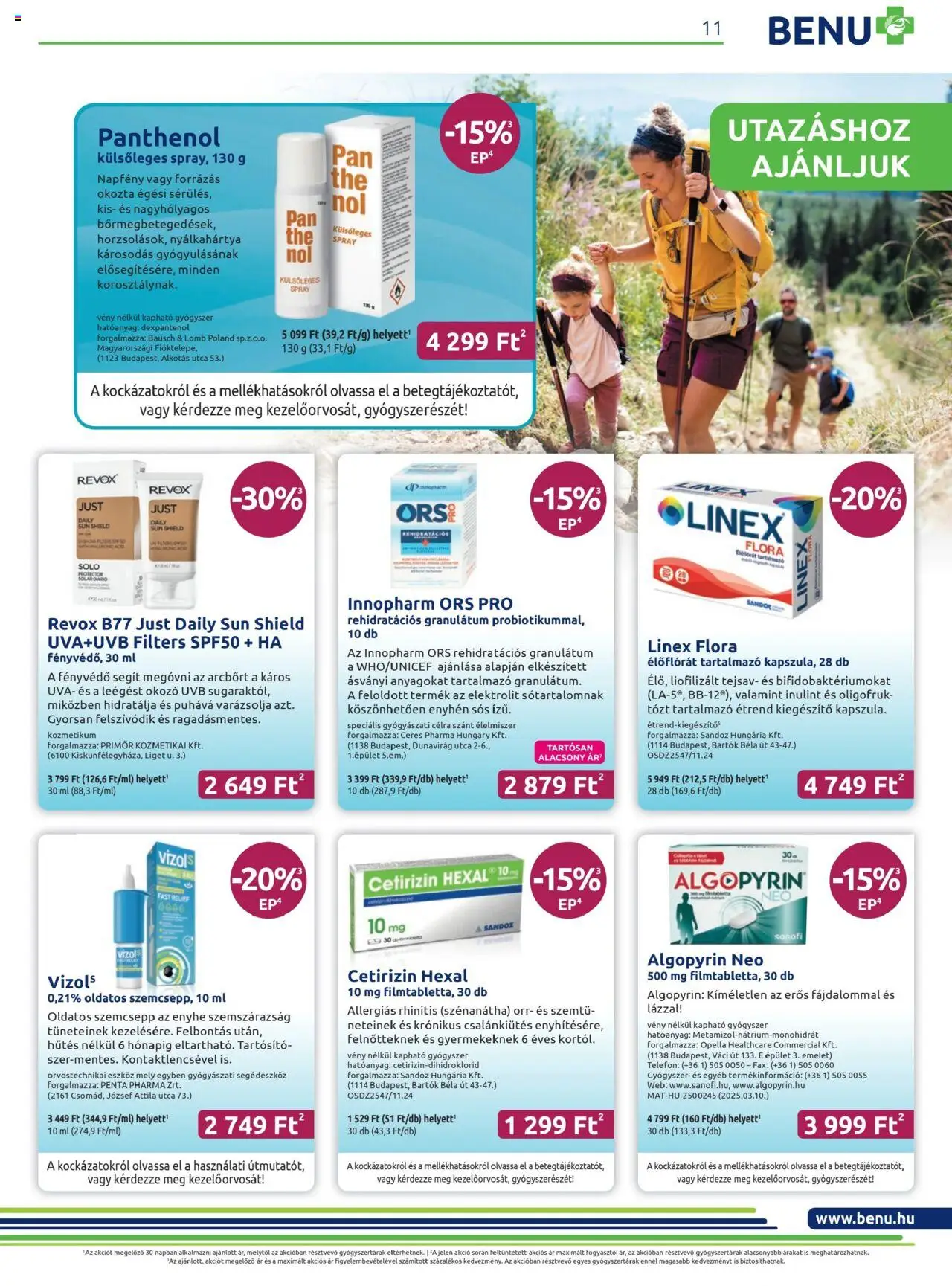 BENU Gyógyszertárak akciós ujság - amely érvényes a következő dátumtól: 01.07.2025 | Oldal: 11 | Termékek: Fényvédő