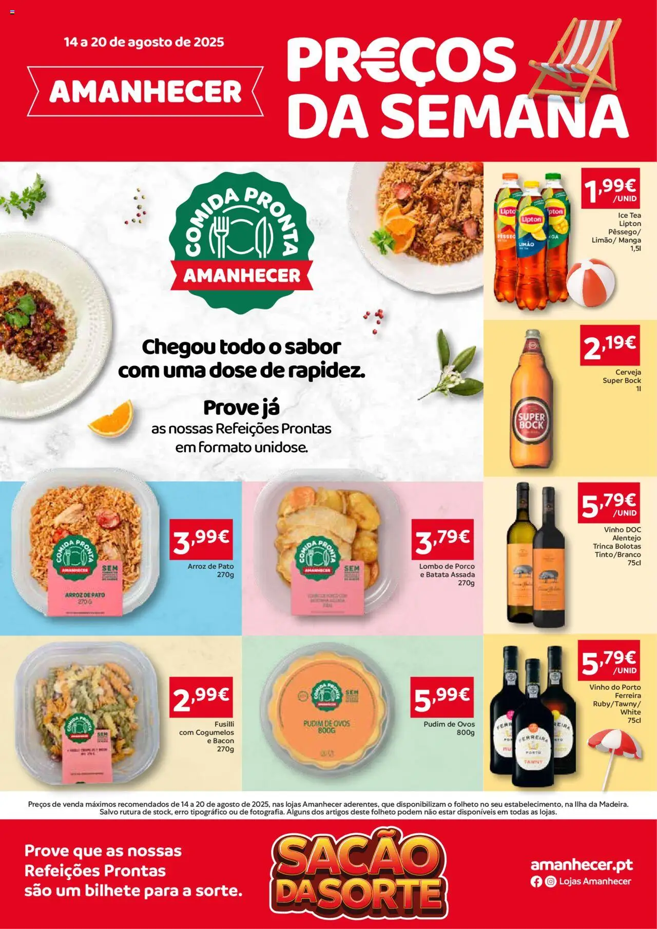 Amanhecer Folheto Madeira │ válido de 14.08.2025 | Página: 1 | Produtos: Ovos, Cerveja, Arroz, Cogumelos