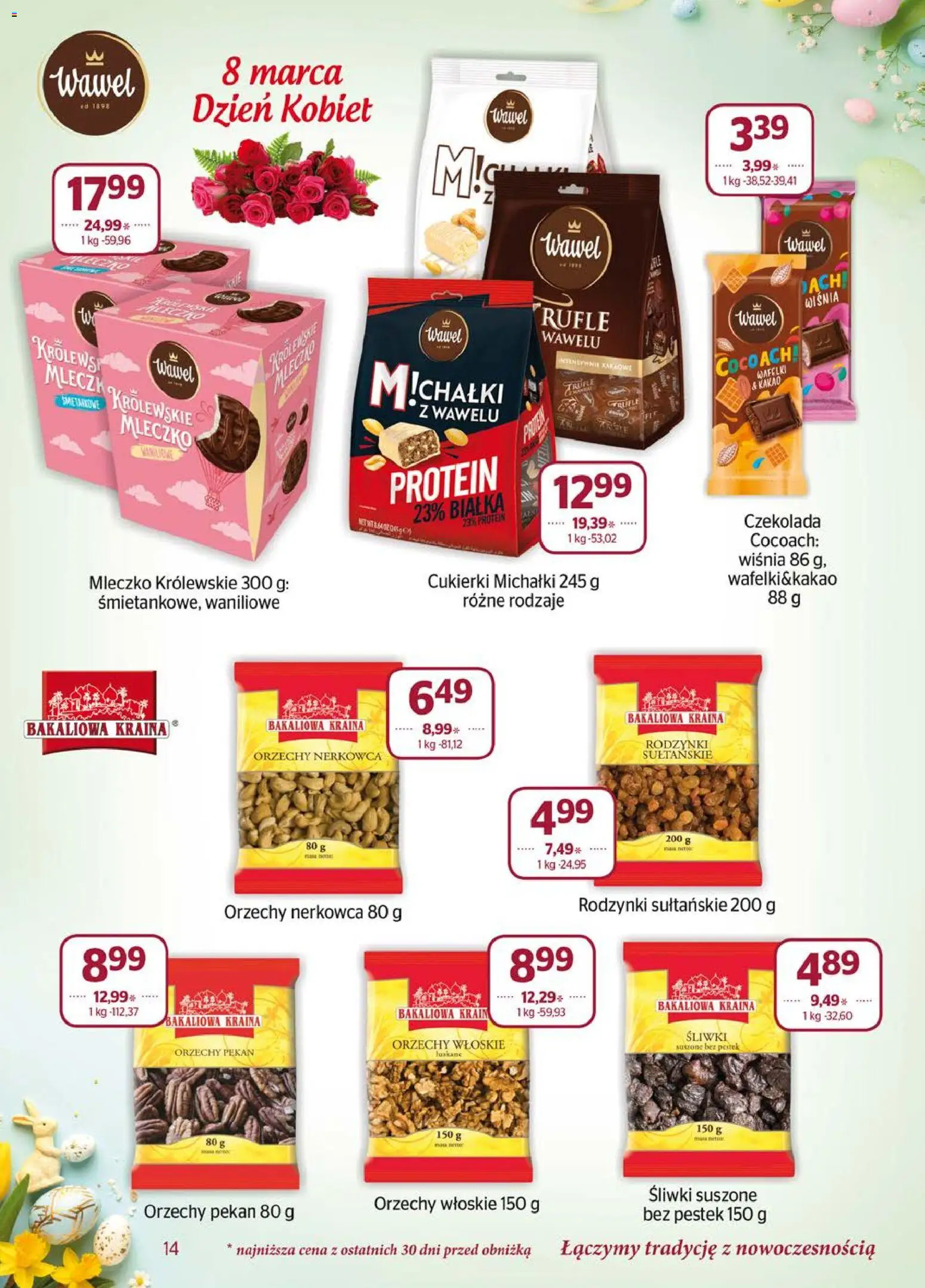 Społem gazetka od 01.03.2026 | Strona: 14 | Produkty: Królewskie Mleczko, Śliwki suszone, Cukierki, Orzechy