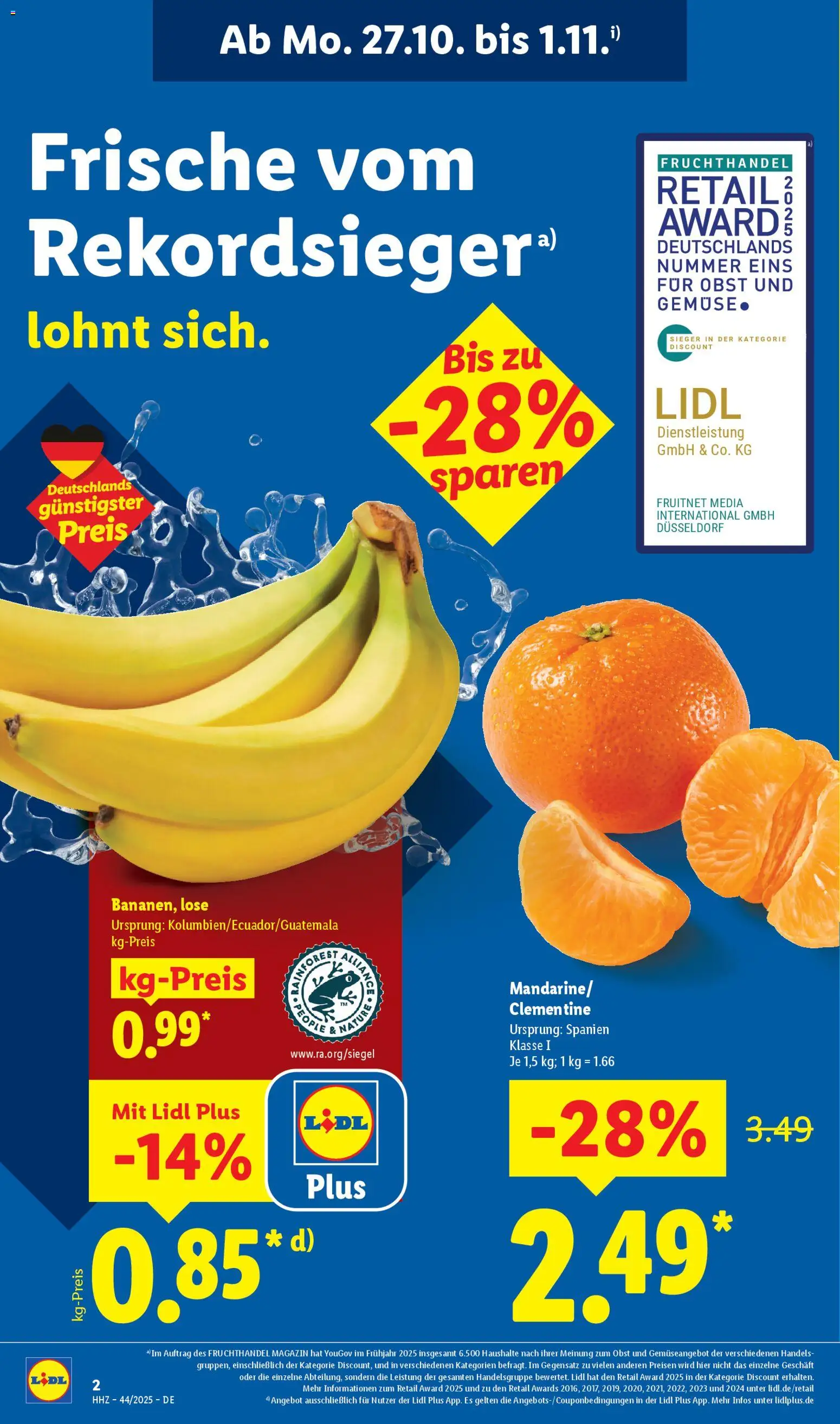 Lidl Prospekt Holzminden – gültig ab 27.10.2025 | Seite: 2 | Produkte: Gemüse, Obst