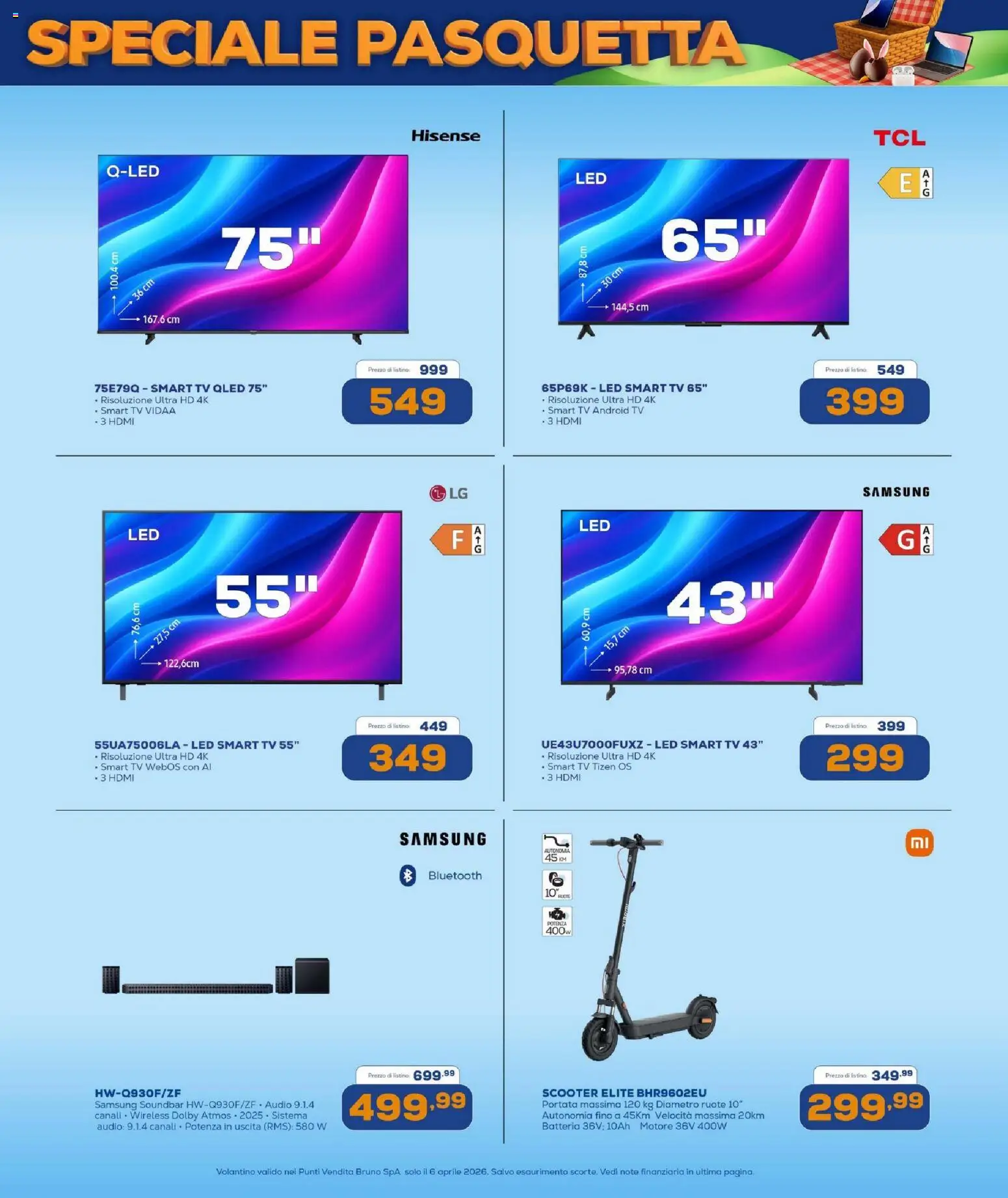 Volantino BRUNO del 06.04.2026 | Pagina: 3 | Prodotti: smart TV, Soundbar, Audio, Batteria