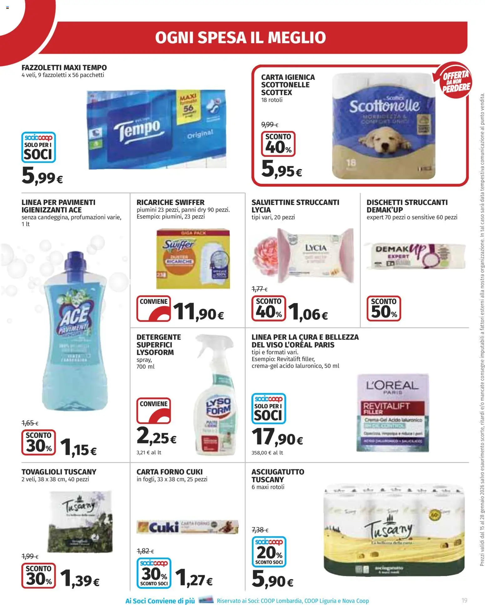 Volantino Ipercoop del 15.01.2026 | Pagina: 19 | Prodotti: Dischetti struccanti, Forno, Asciugatutto, Carta forno